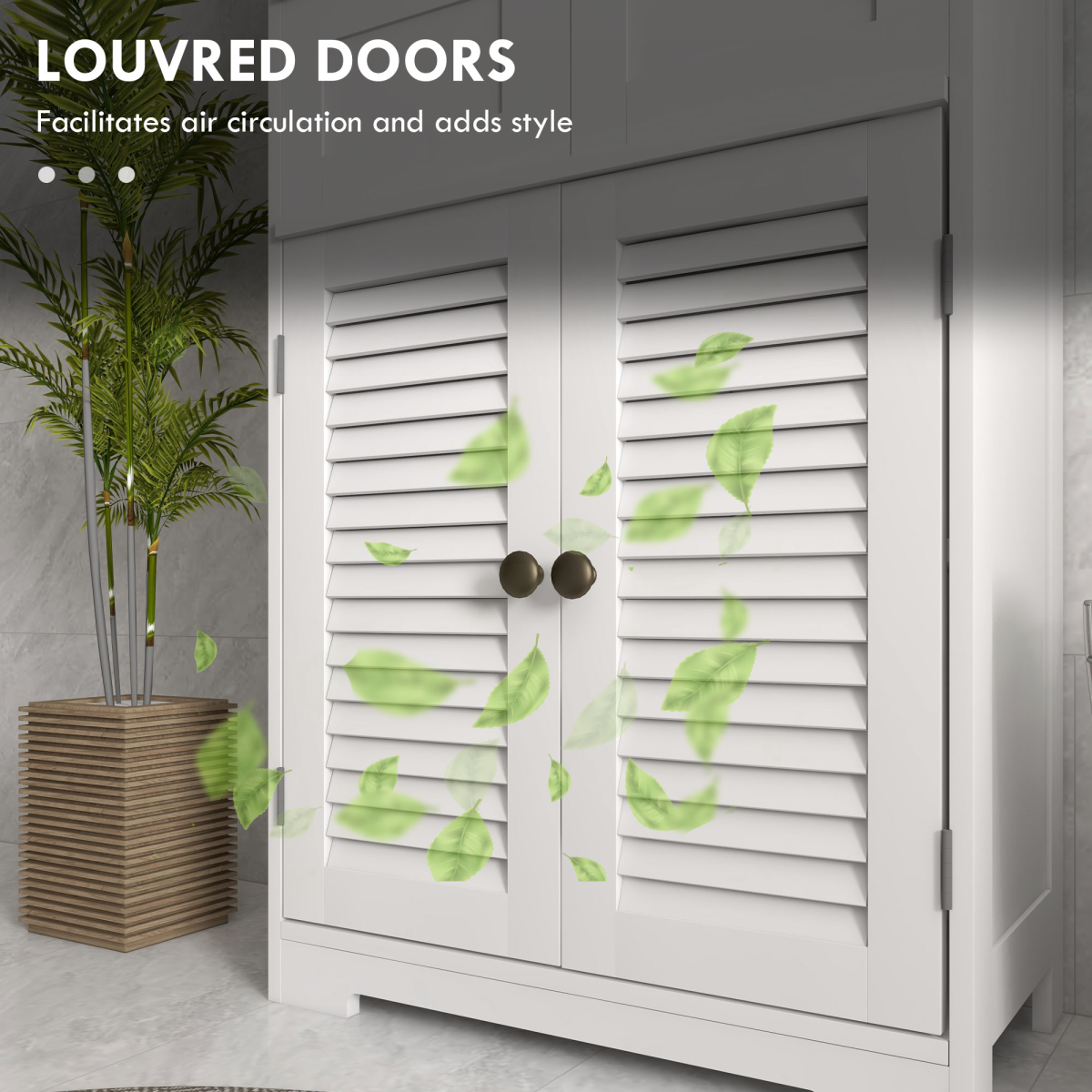 kleankin Compact Bathroom Storage Cabinet with Stylish Louvred Doors