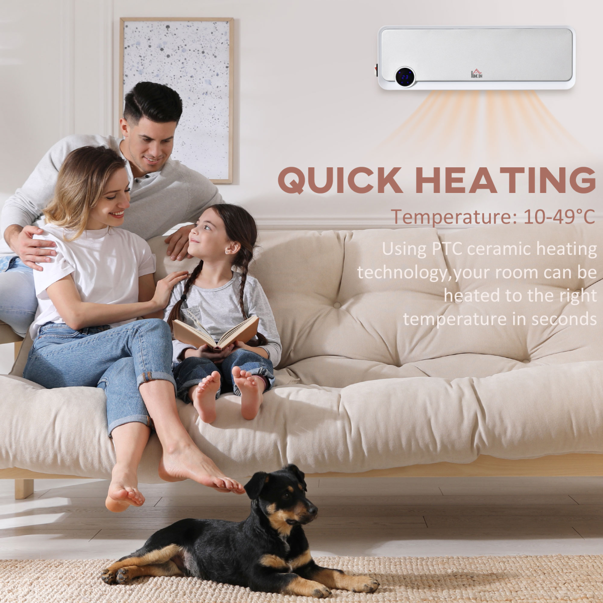 Smart Wall-Mounted Ceramic Heater with Remote & 12-Hour Timer