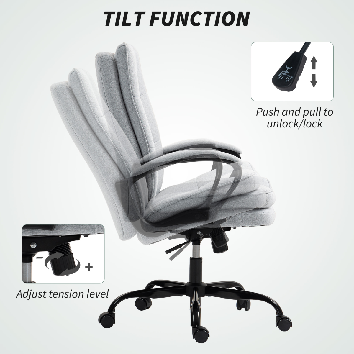Ultimate Comfort HOME-OFFICE Chair: Stylish Light Grey Swivel Desk Chair