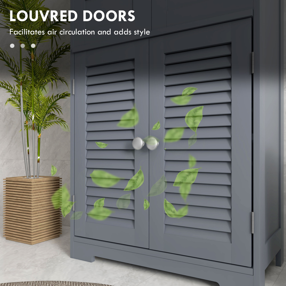 Kleankin Compact Bathroom Storage Cabinet with Stylish Louvred Doors