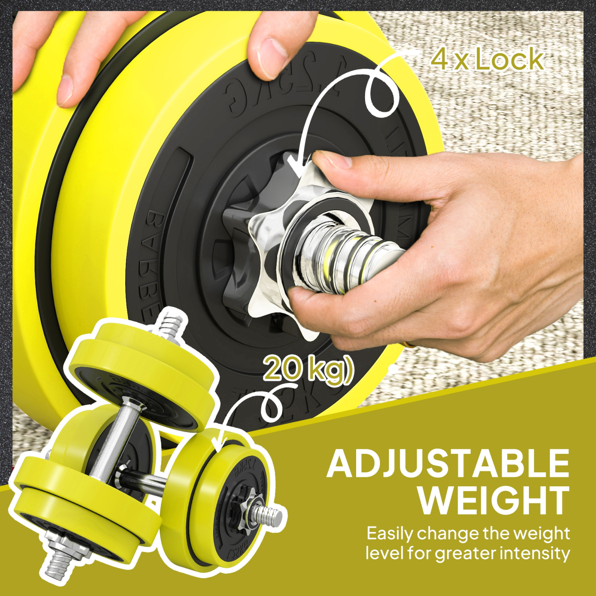 Flexible 20KG Adjustable Barbell & Dumbbell Home Gym Set