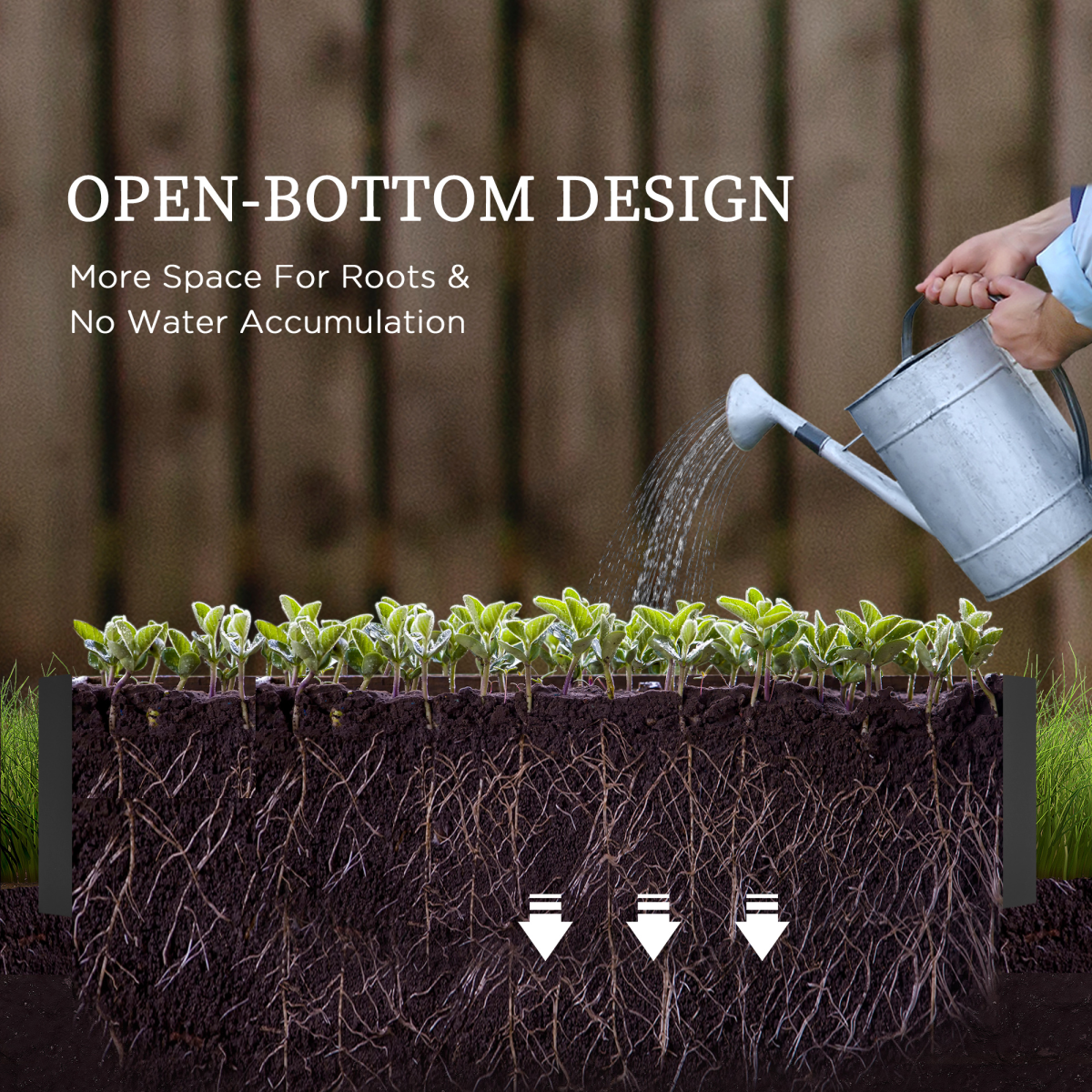 Galvanised Raised Garden Bed with Greenhouse & Cover - Dark Grey