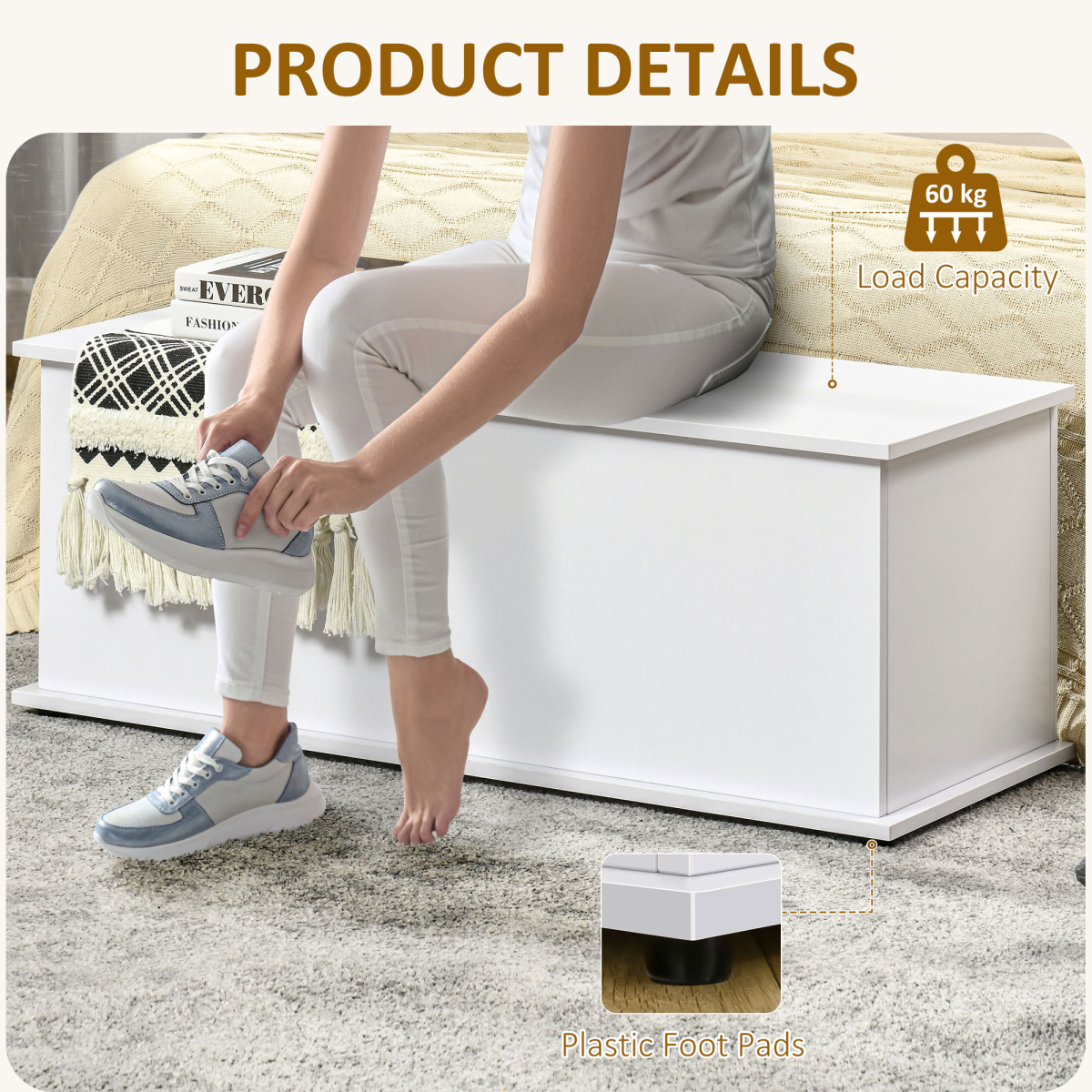 White Chipboard Storage Box Chest with Lid – Keepsake Organizer
