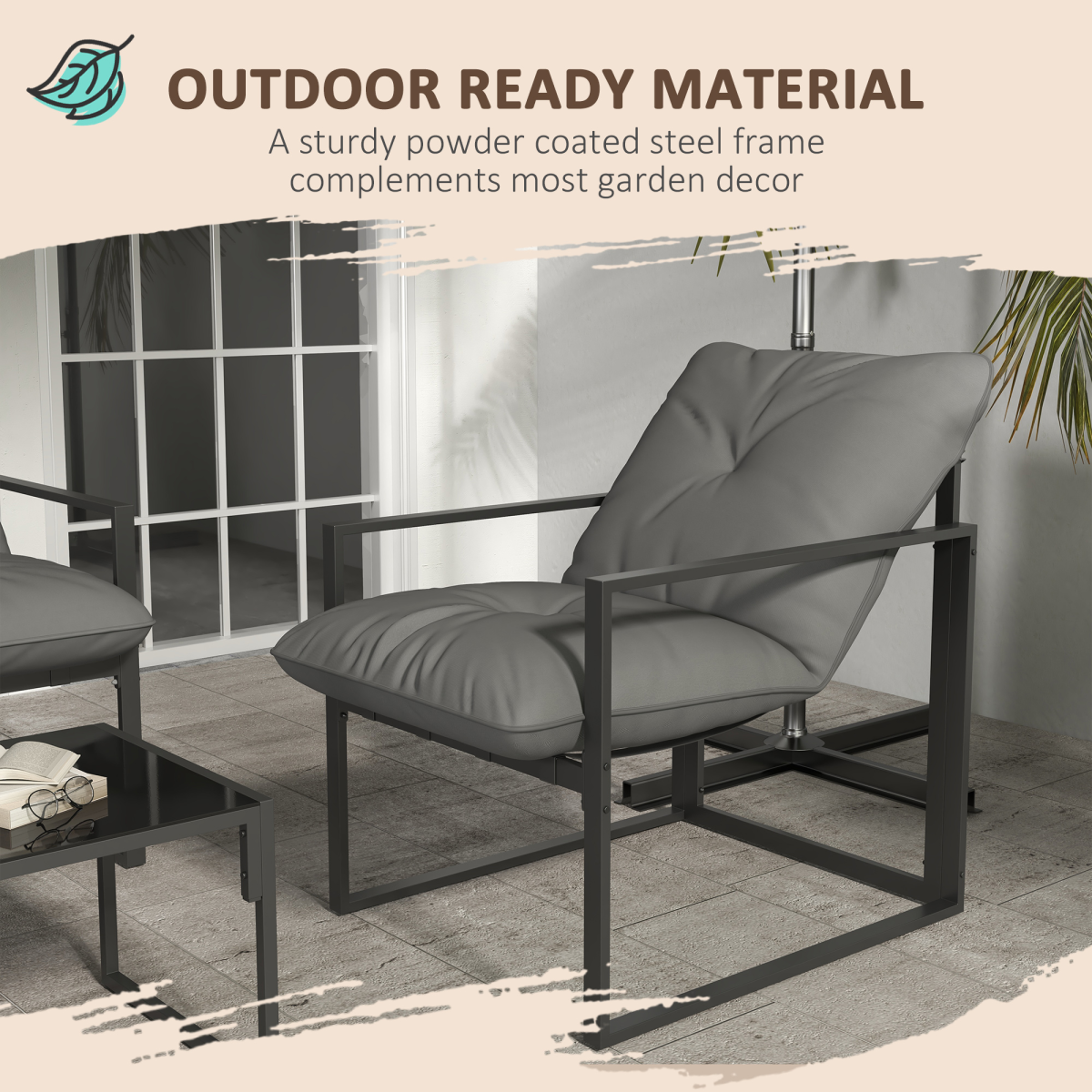4-Piece Garden Sofa Set with 2 Armchairs, Loveseat & Table - Grey