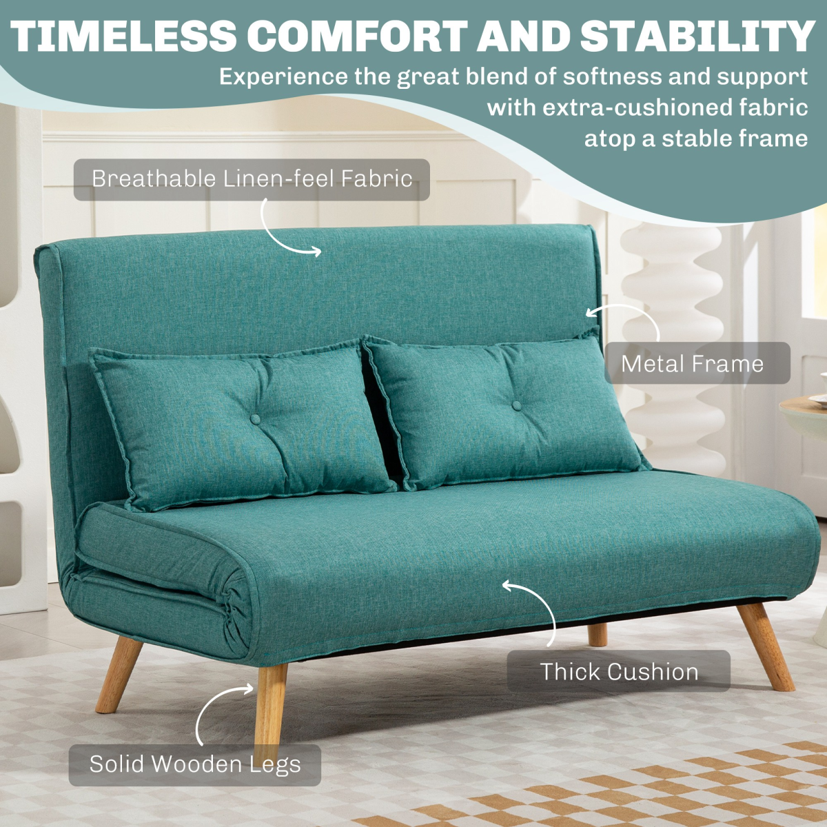 Versatile Green Sofa Bed: Comfort & Style in One Chic Design