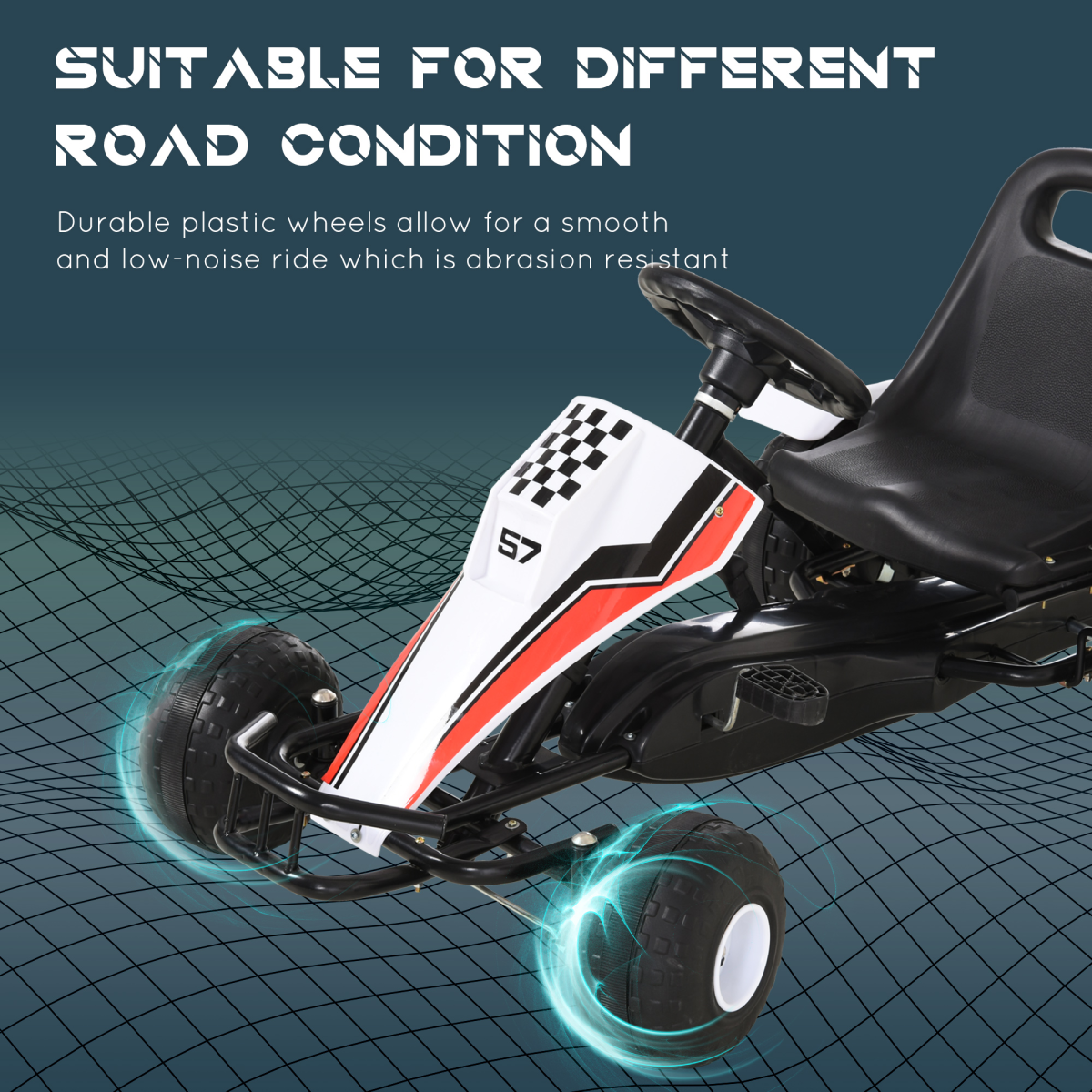 Kids' Racing Pedal Go-Kart with Steering Wheel, Gears & Brakes