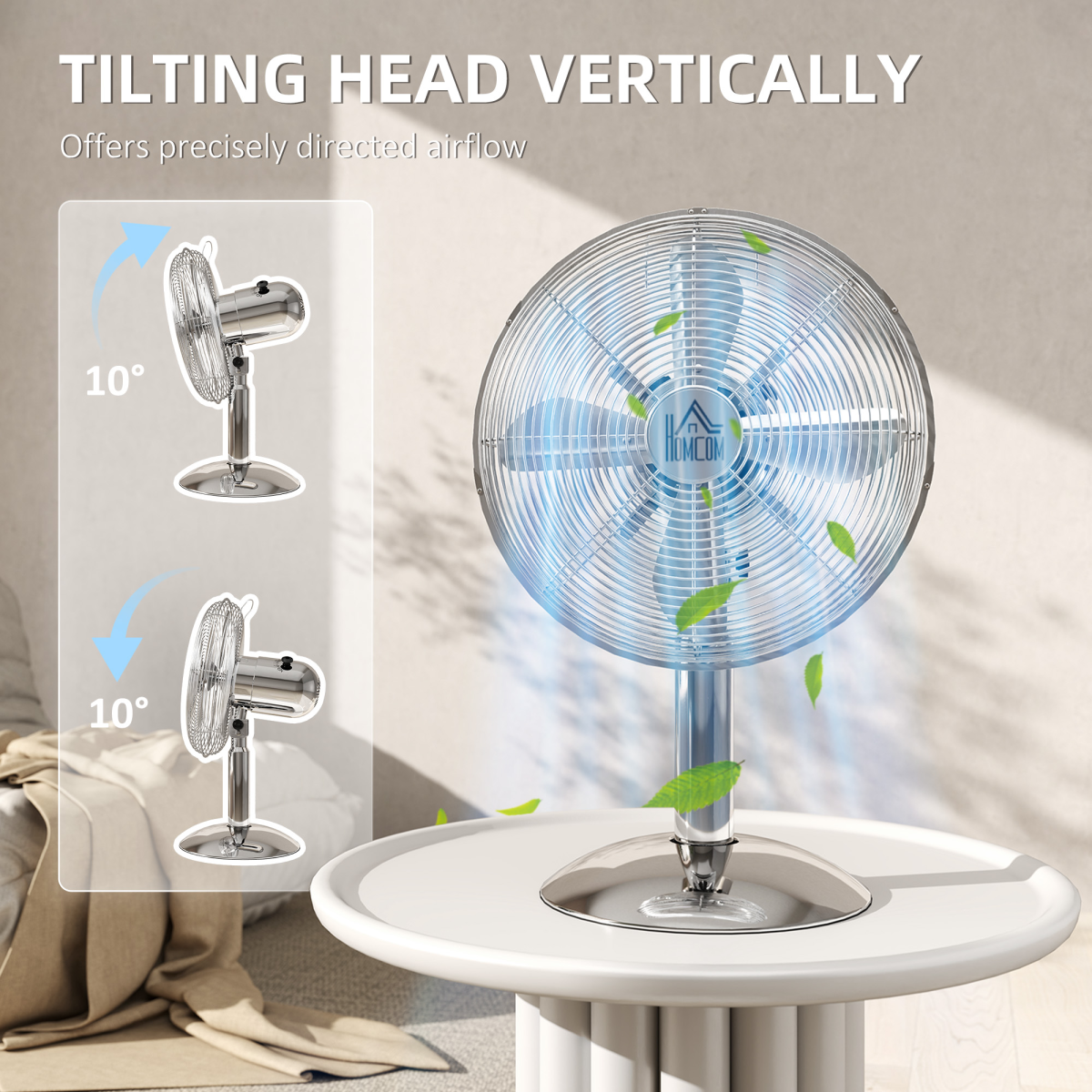 12” Metal Desk Fan: Powerful Breeze with 3 Speeds & Wide Oscillation