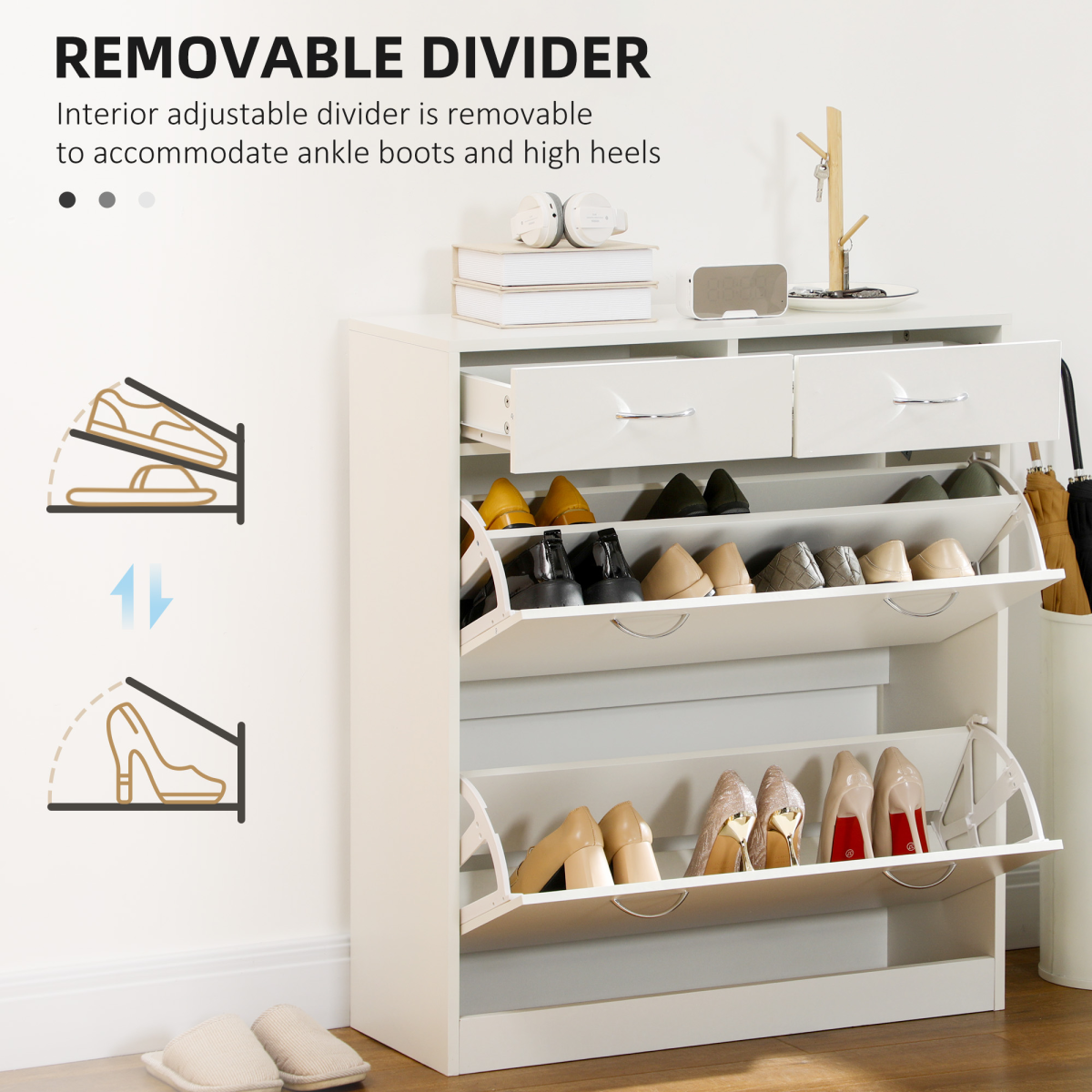 Stylish Slim Shoe Cabinet: Space-Saving Storage for 12 Pairs