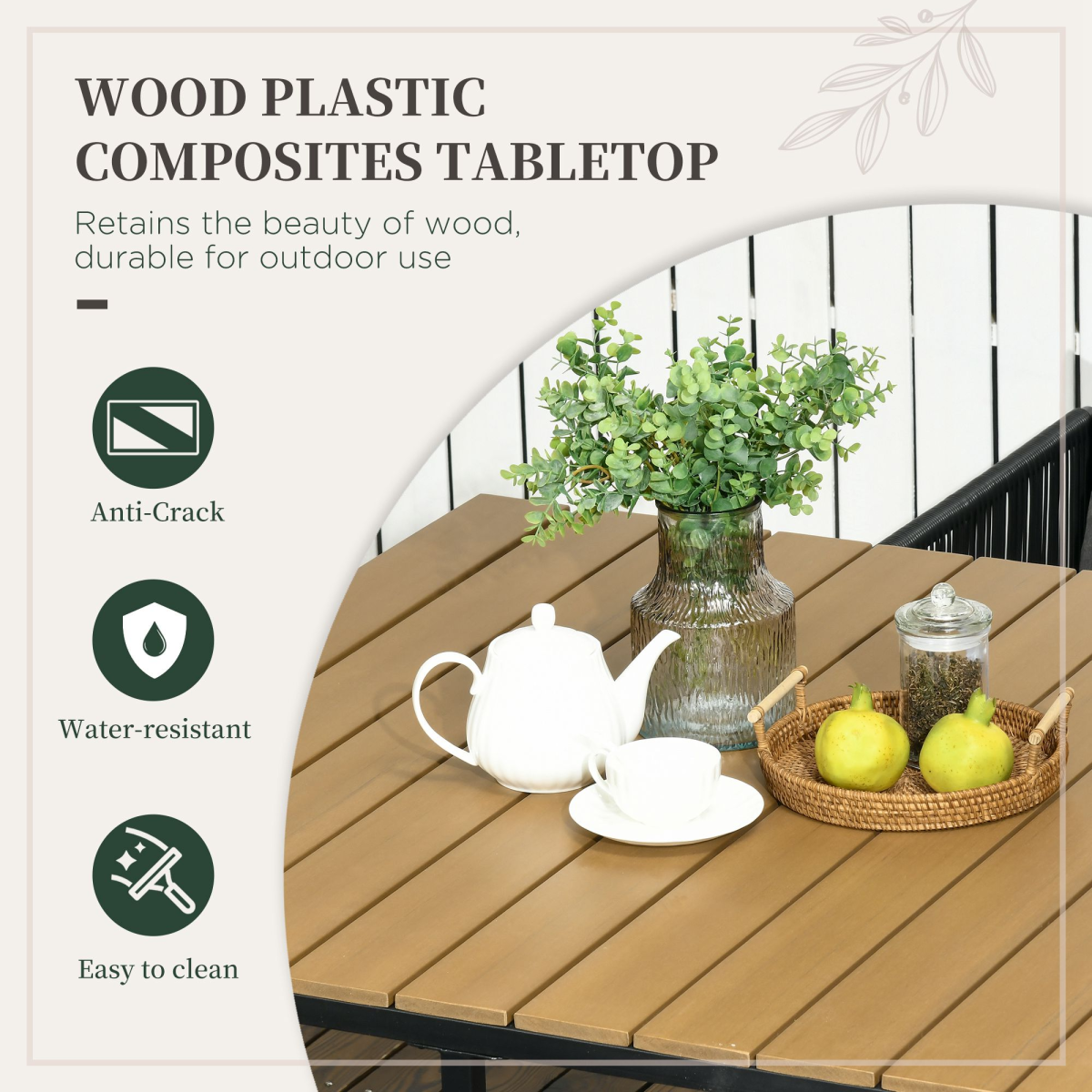 5-Piece Rattan Dining Set - Space-Saving 4-Seater Cube Design