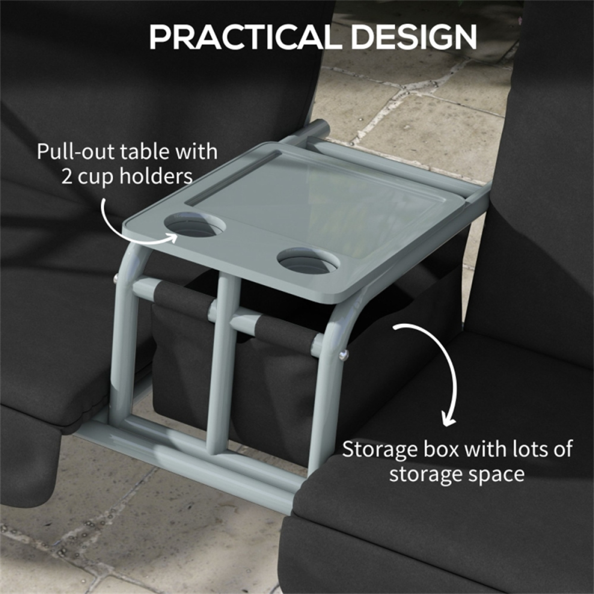 Double Seat Outdoor Patio Swing Chair with Adjustable Canopy