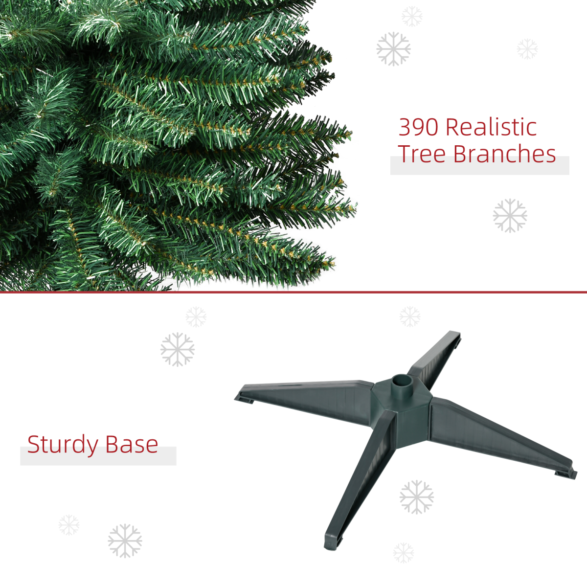 1.8m / 6ft Slim Pencil Christmas Tree, 390 Branch Tips, Flame-Retardant PVC