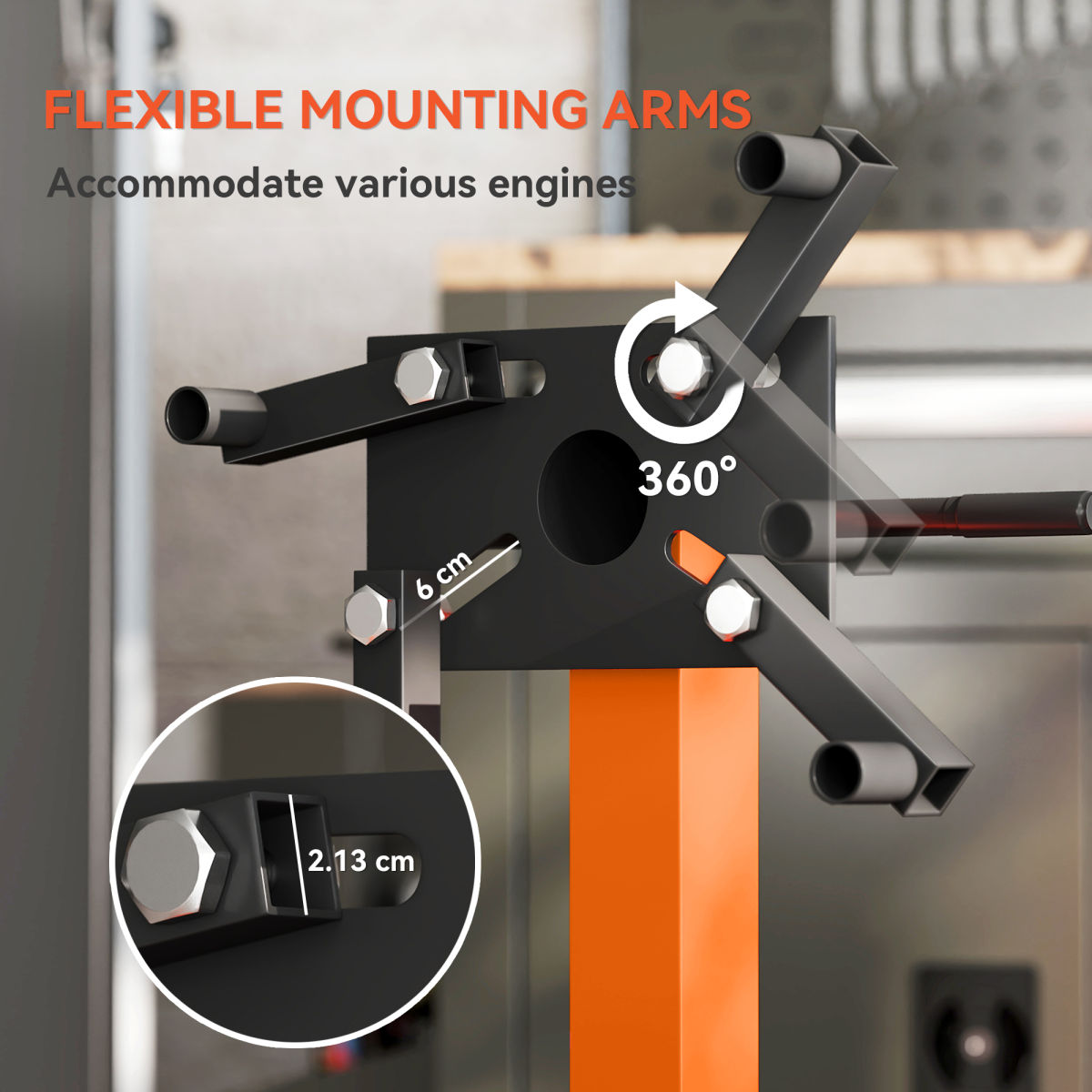 Premium 570kg Rotating Engine Stand with Adjustable Head & Wheels