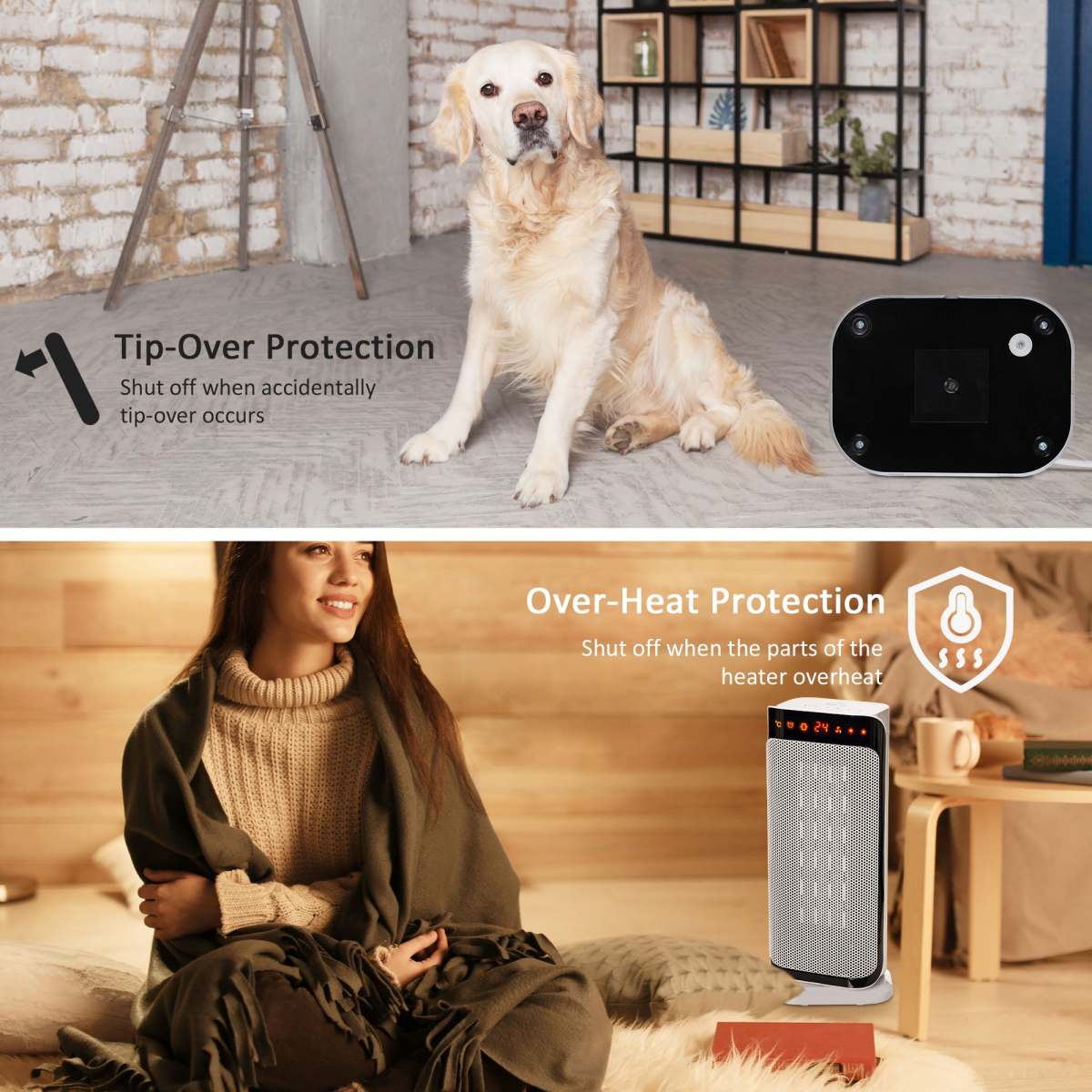 Oscillating Ceramic Space Heater: Portable Comfort with 3 Heating Modes