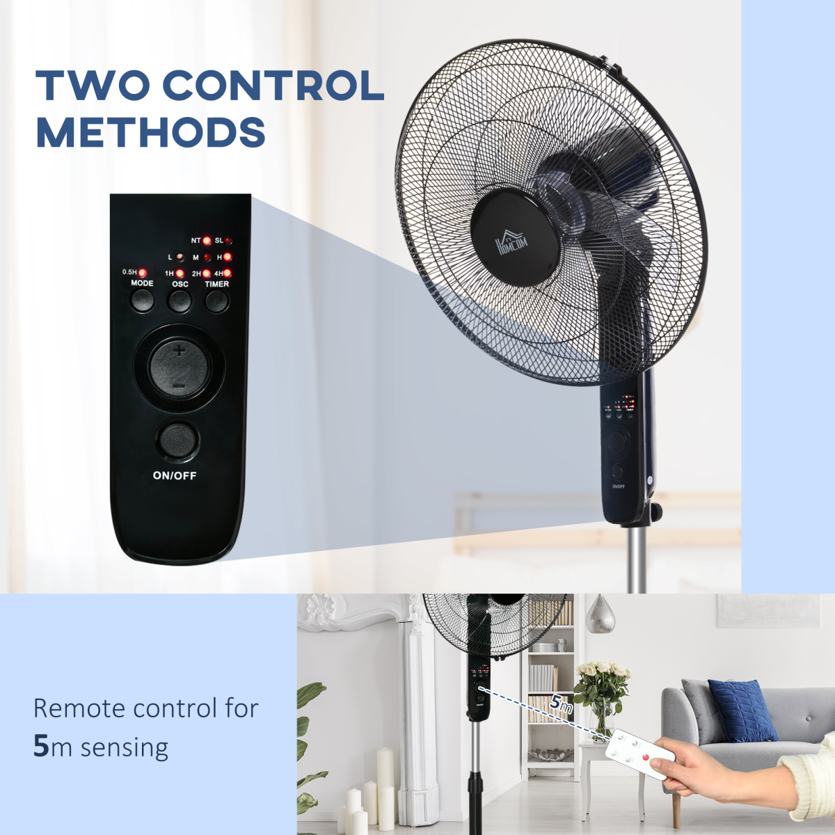 Smart Oscillating Tower Fan with Remote - 3 Speeds & 7.5-Hour Timer