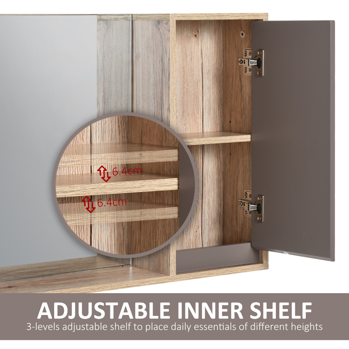 Elegance Meets Utility: 49x57cm Wall-Mounted Bathroom Cabinet & Mirror Shelf