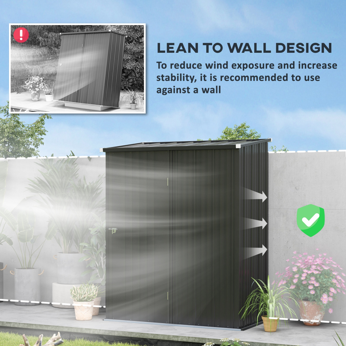 Garden Shed Deluxe: Weatherproof Storage with Wide Double Doors