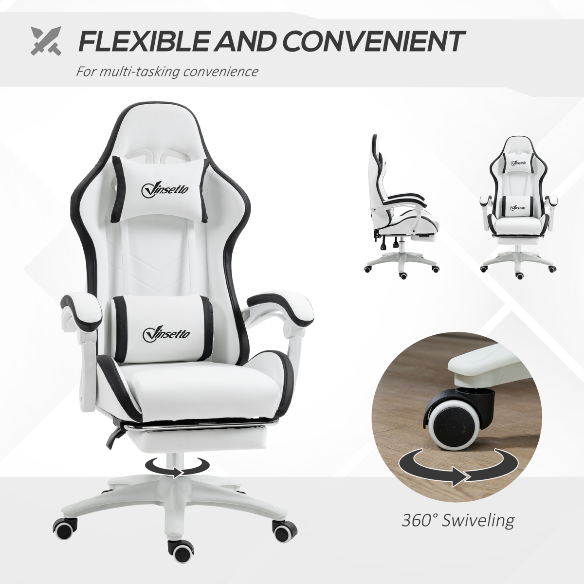 Vinsetto Racing-Style Gaming Chair with Reclining Back & Footrest, Black