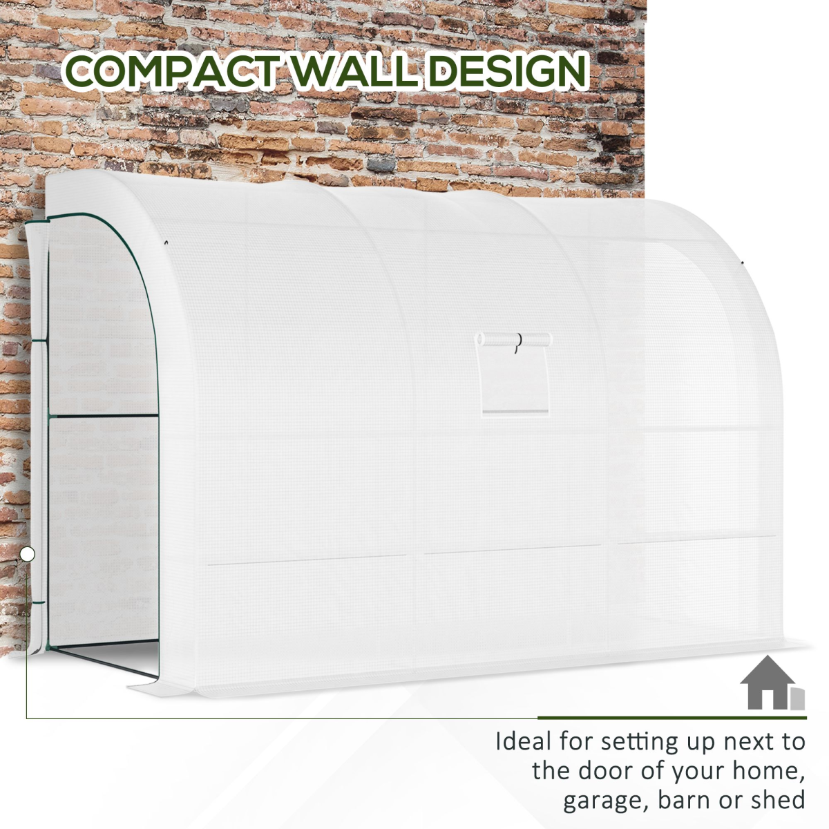 Lean-To Greenhouse with Shelves, 300x150x213 cm, White