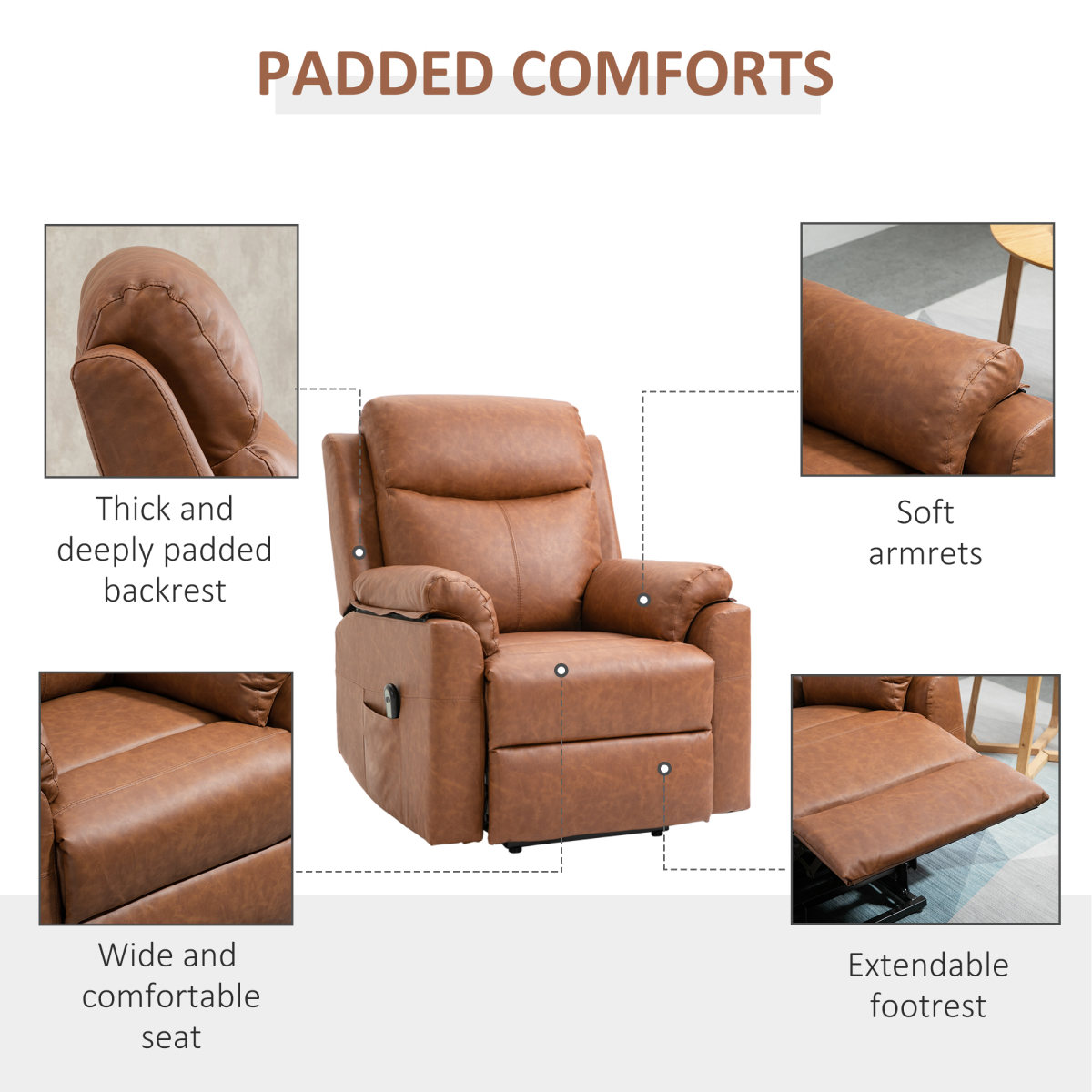 Power Lift Chair: Electric Riser Recliner with Remote - Brown