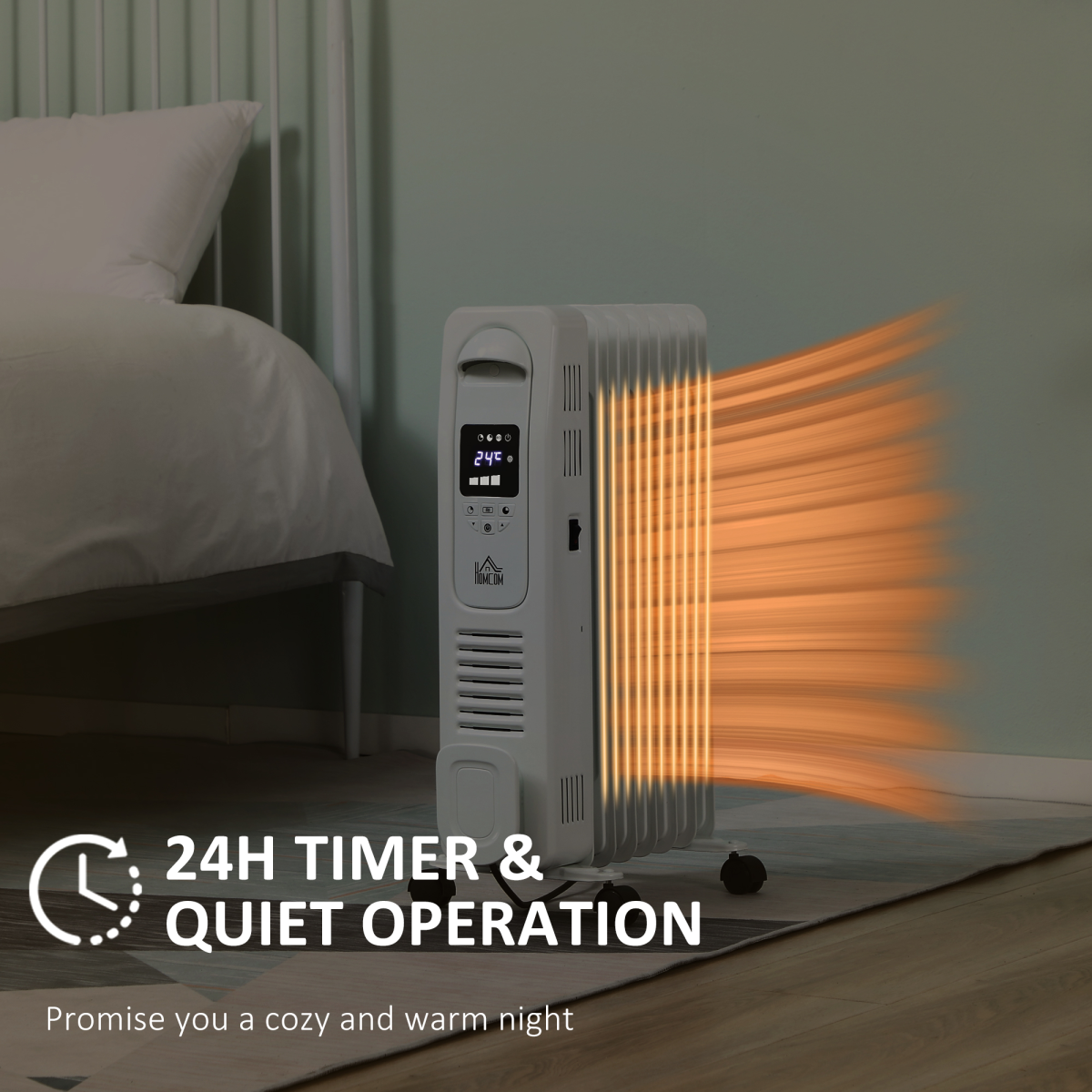 1500W Digital Oil Filled Radiator Heater with LED Display & Timer