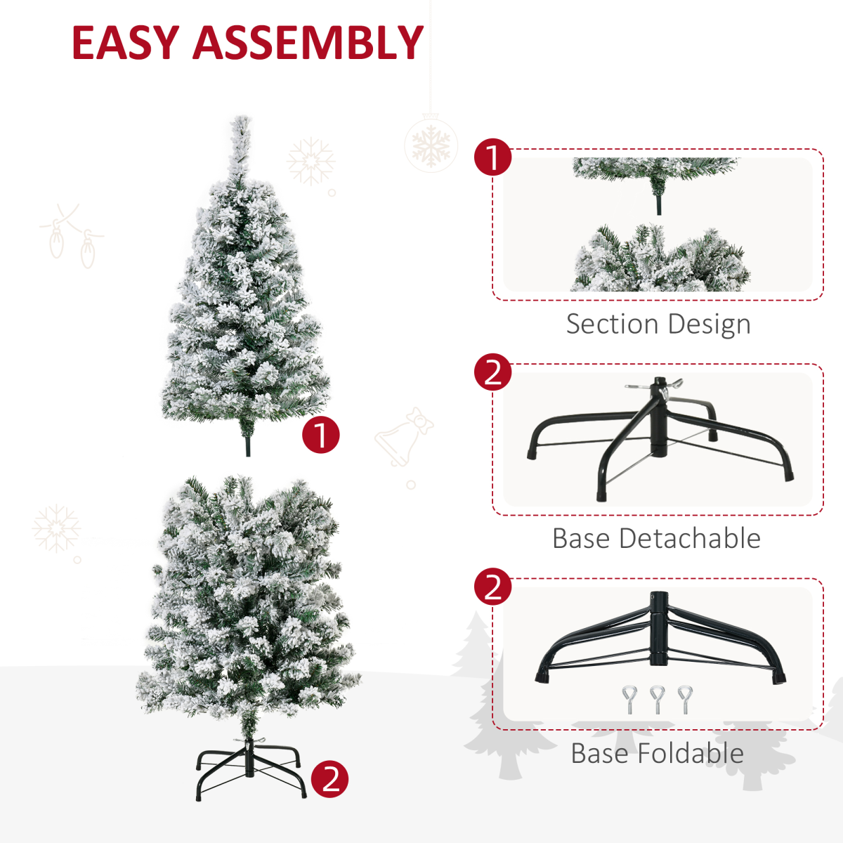 5ft Prelit Snow-Flocked Christmas Tree with Warm LED Lights