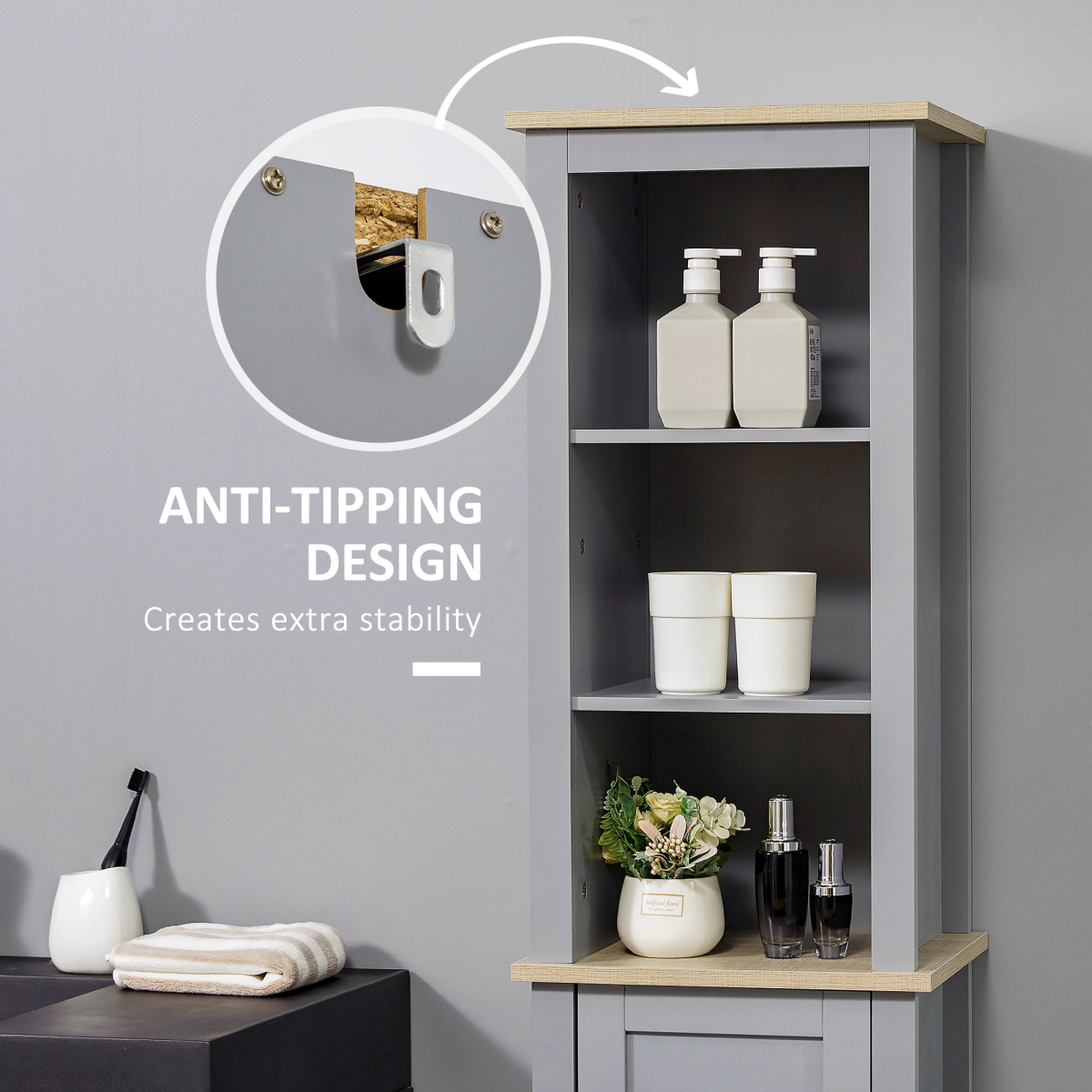 Maximize Space with Kleankin Tall Bathroom Storage Cabinet - Adjustable & Stylish!
