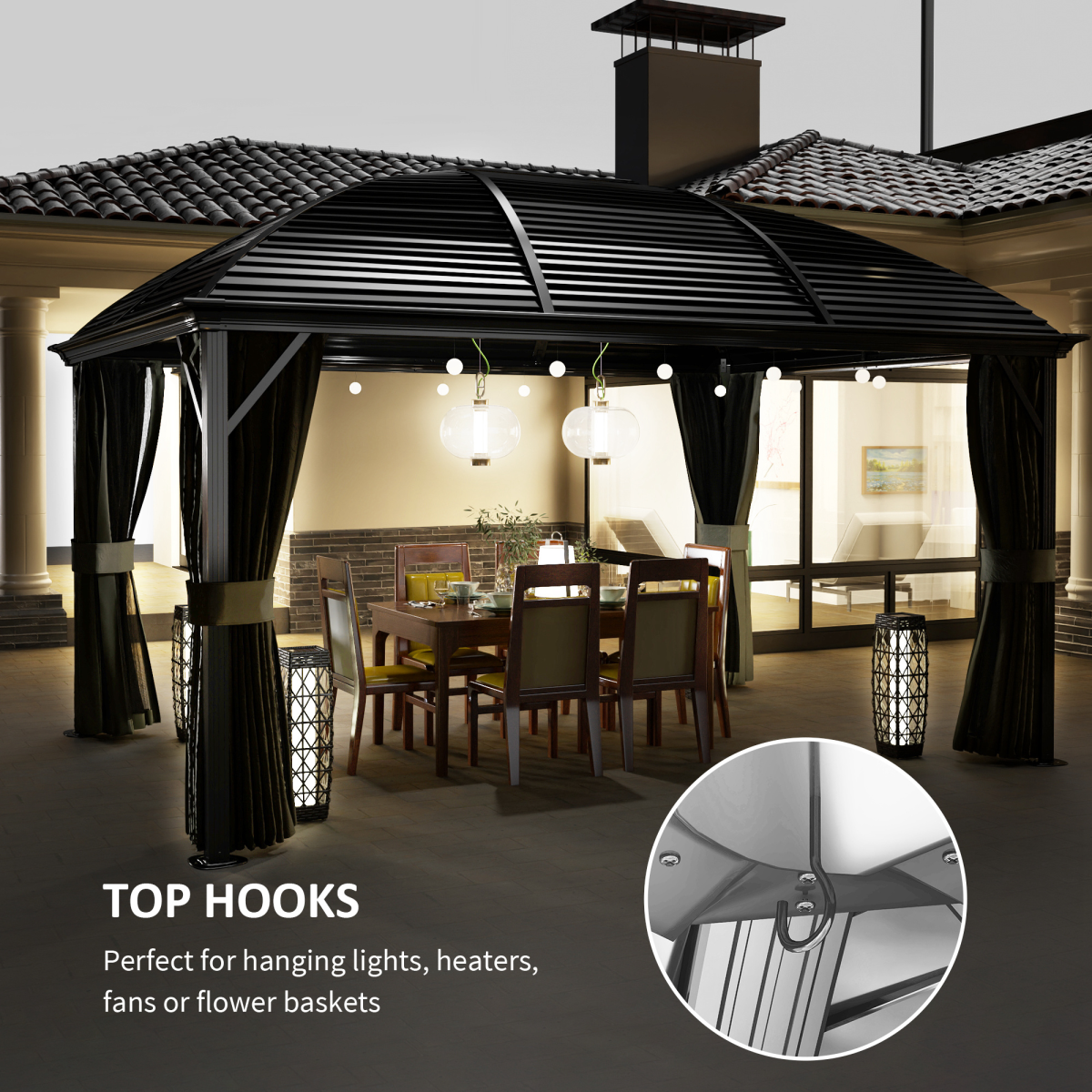 3x4m Hardtop Gazebo – Aluminium Garden Pavilion, Dark Grey