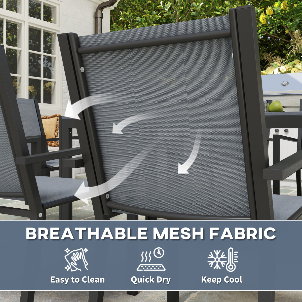 7-Piece Garden Dining Set: Wood-Plastic Table & 6 Chairs, Grey