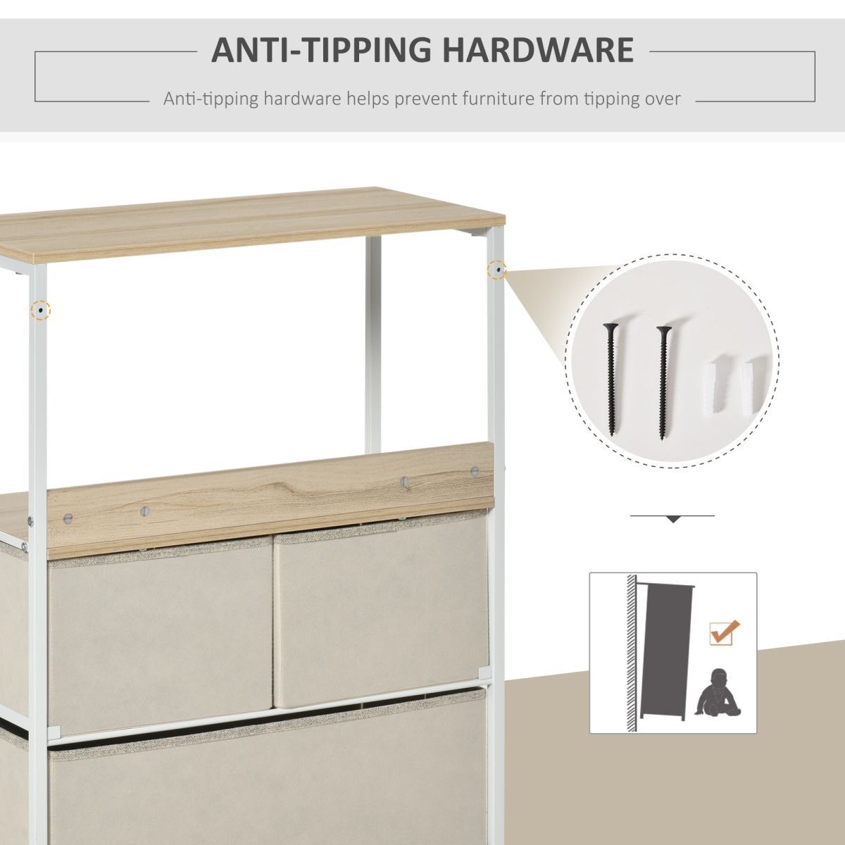 Elegant 3-Drawer Fabric Storage Unit with Shelves - Stylish Home Organizer