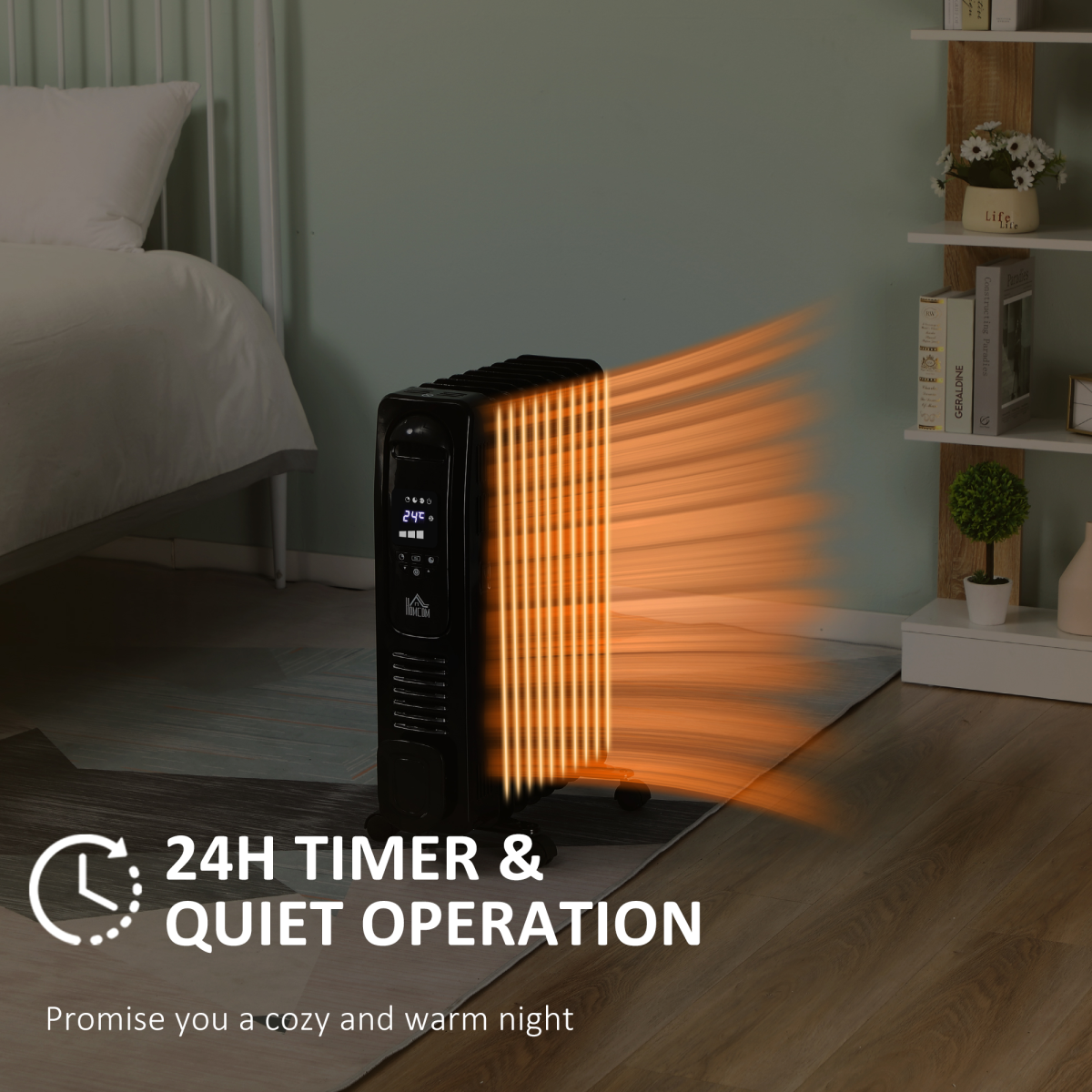 2000W Portable Digital Oil-Filled Radiator Heater with Timer & Remote Control