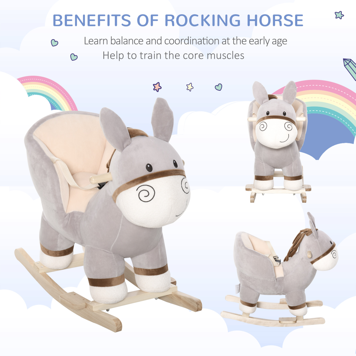Kids' Rocking Horse: Classic, Safe & Durable Ride-On Toy for Imaginative Play