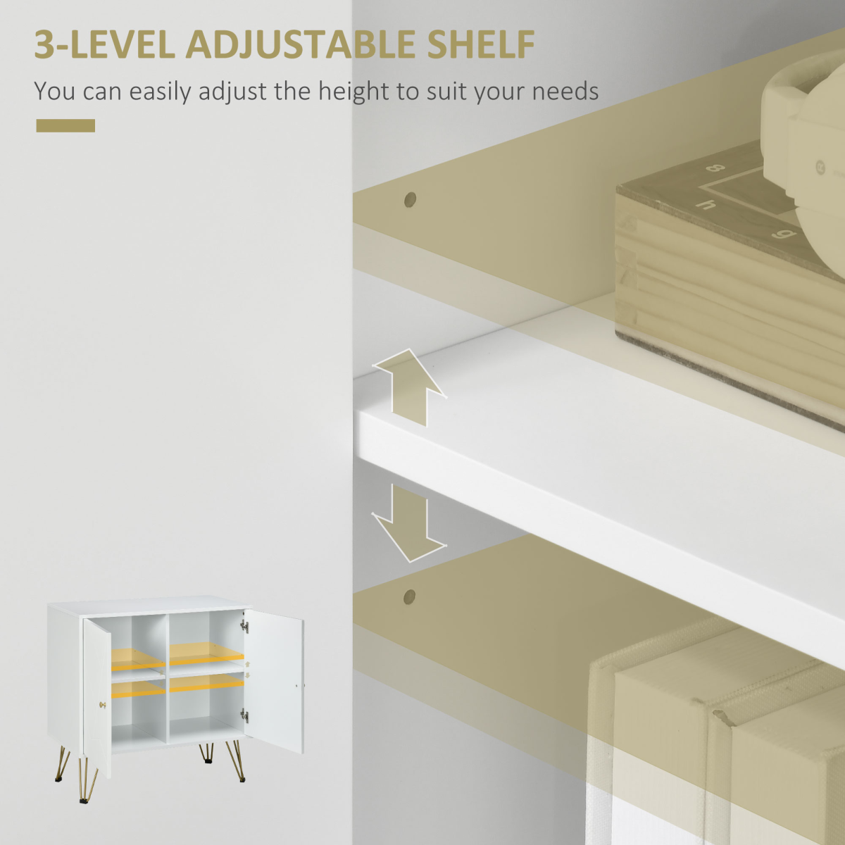 Elegant Freestanding Storage Cabinet with Adjustable Shelves