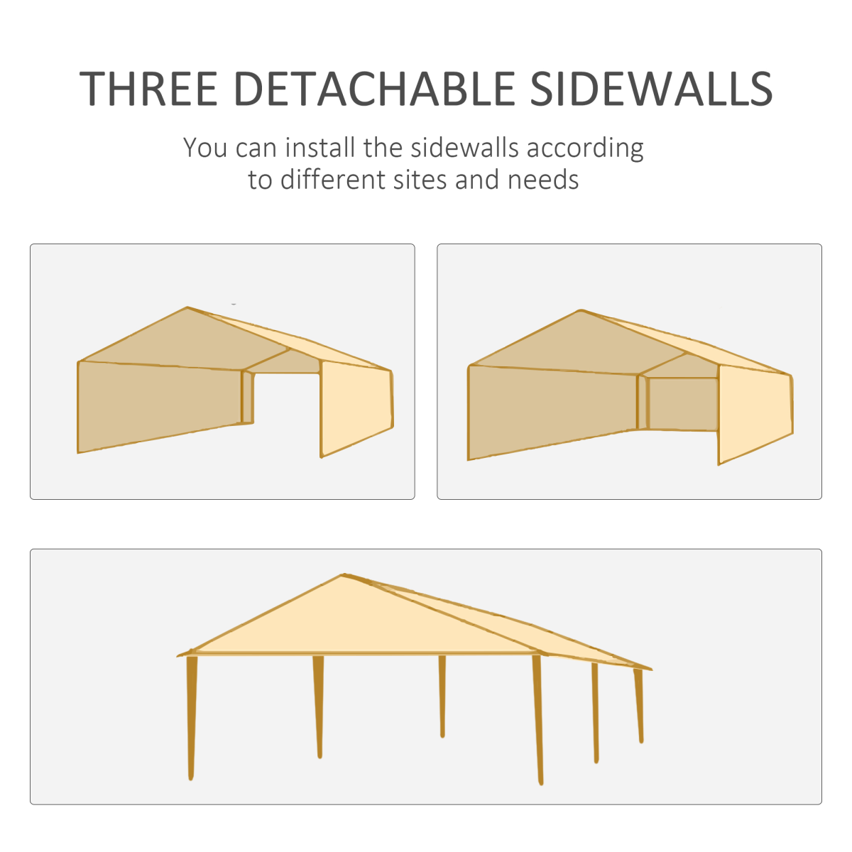 6m x 3m Garden Gazebo Tent with UV-Resistant Canopy, Open Front