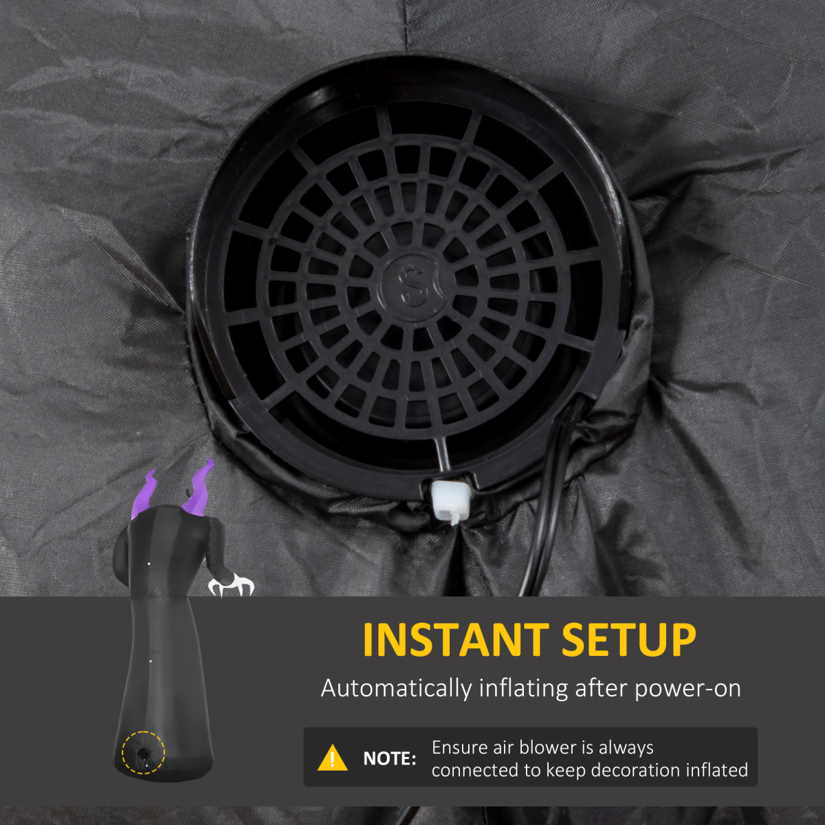 7ft Inflatable Halloween Ghost Horns with LED Flame Effect - Outdoor