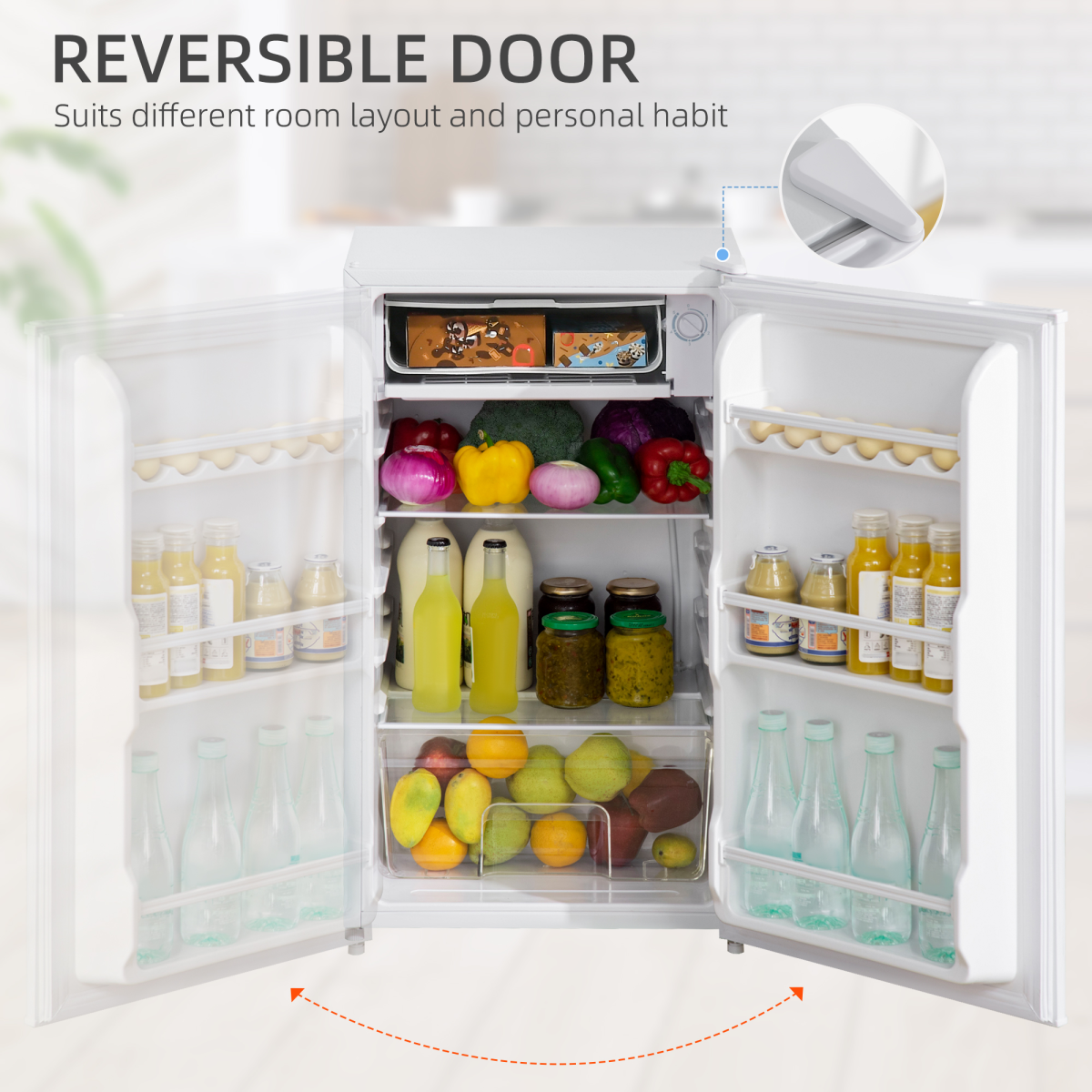 Compact 91L Freestanding Under Counter Fridge with Chiller Box - White