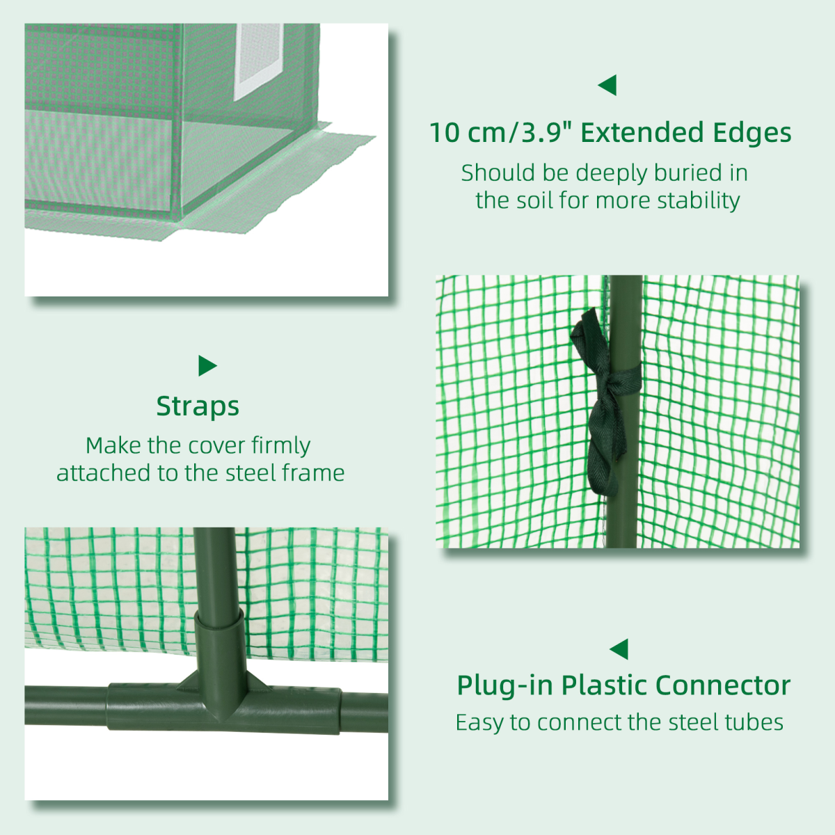 Portable Polytunnel with Mesh Windows 240x90x90cm