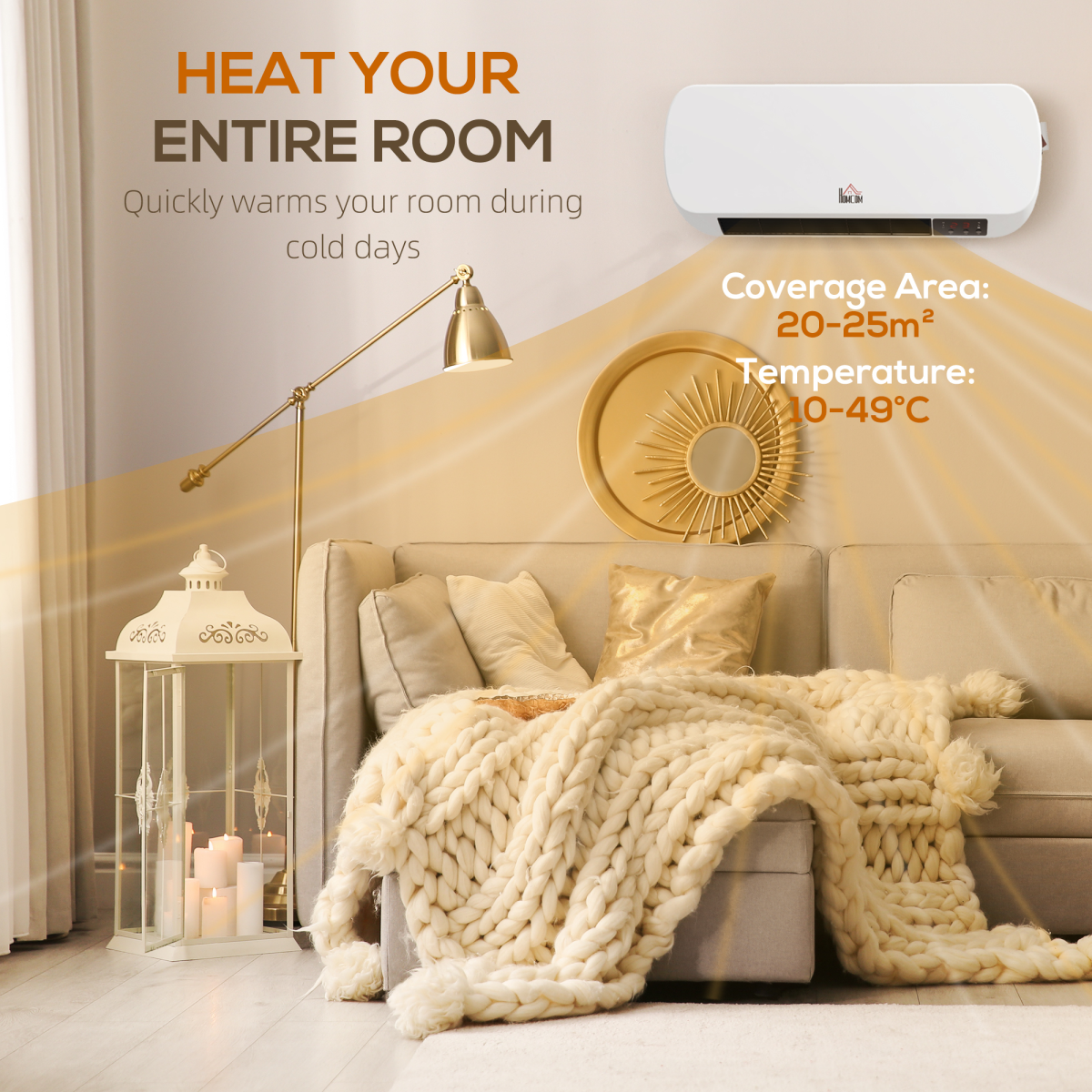 Wall-Mounted Electric Heater with Timer & Overheat Protection