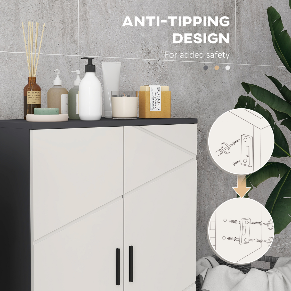 Kleankin Elegant Small Bathroom Storage Cabinet with Soft Close Doors
