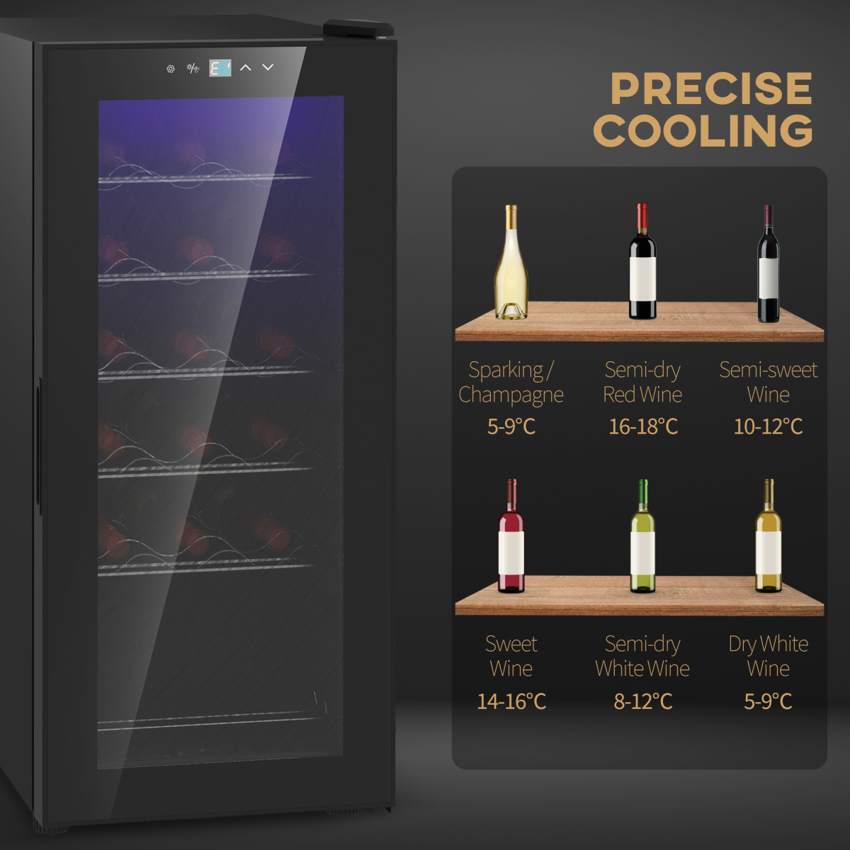 50L Wine Cooler Fridge – 18-Bottle Capacity & LED Glass Door Elegance