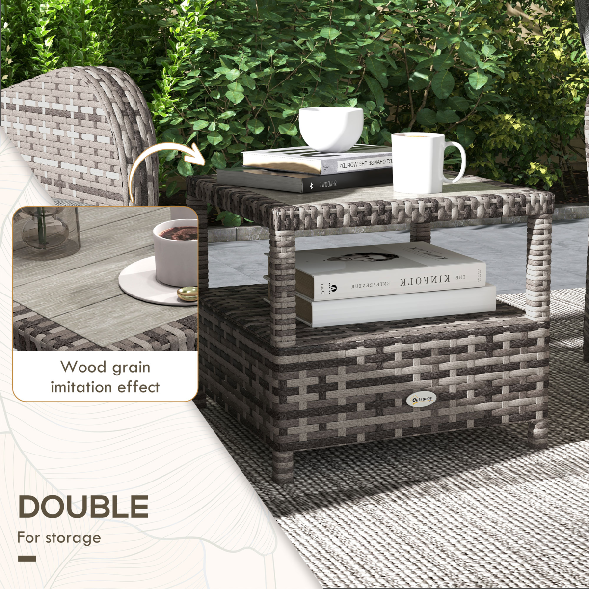3-Piece Rattan Chaise Lounge Set with Cushions for Patio & Garden