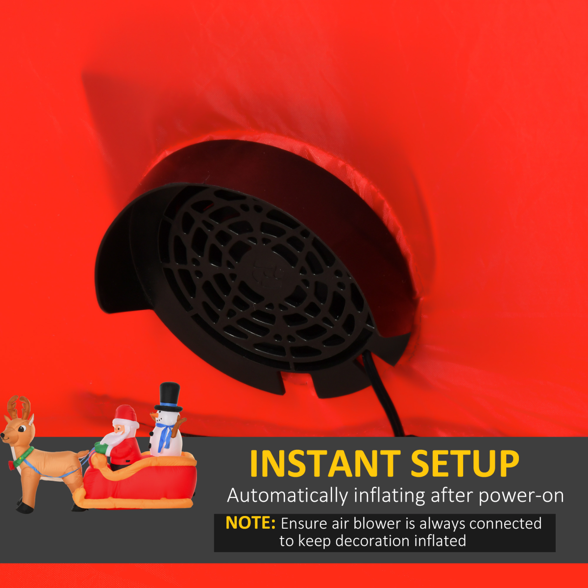 4ft Christmas Inflatable Santa on Sleigh with Deer LED-Lit