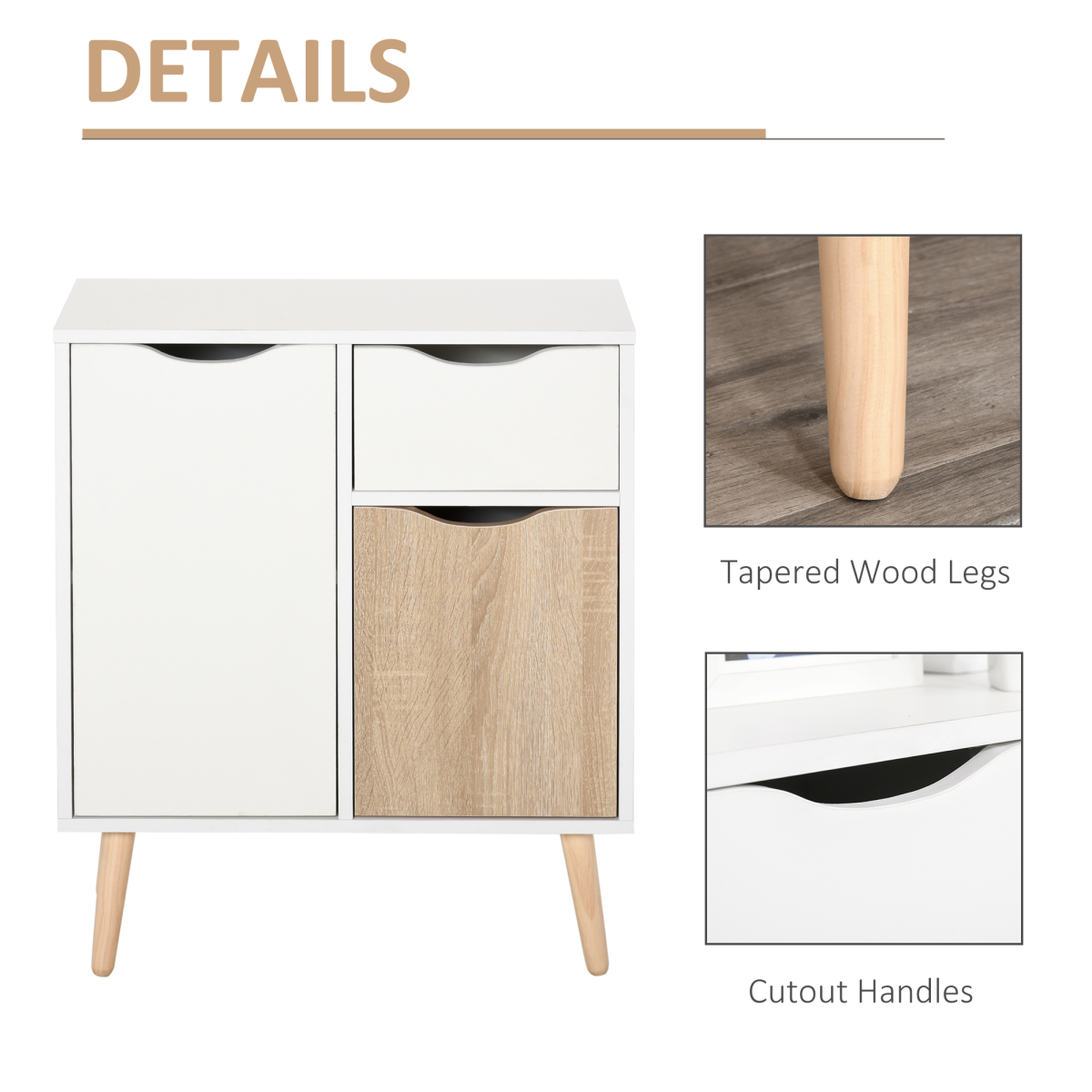 Scandinavian Floor Cabinet: Stylish Storage Cupboard with Drawer