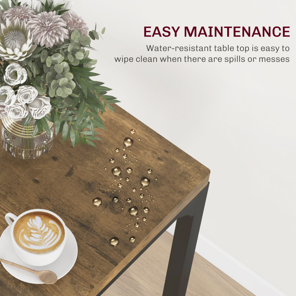 Rustic Brown 3-Piece Compact Dining Set with Metal Frame - Perfect for Small Spaces!