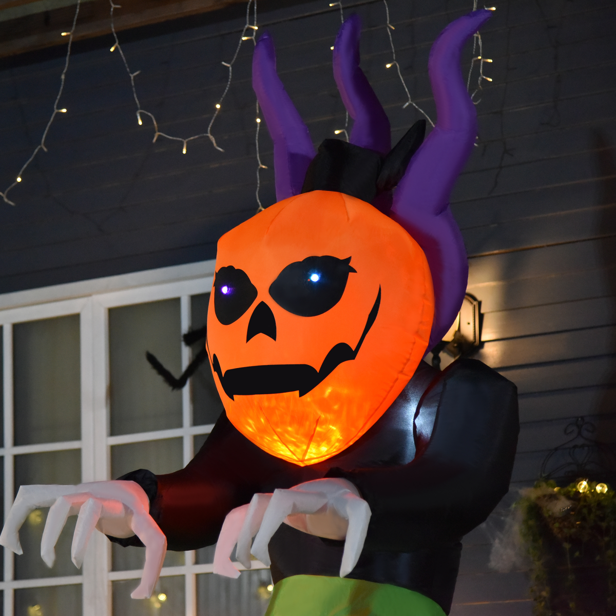 240cm Halloween Pumpkin Ghost Inflatable with LED Eyes - Outdoor Decor