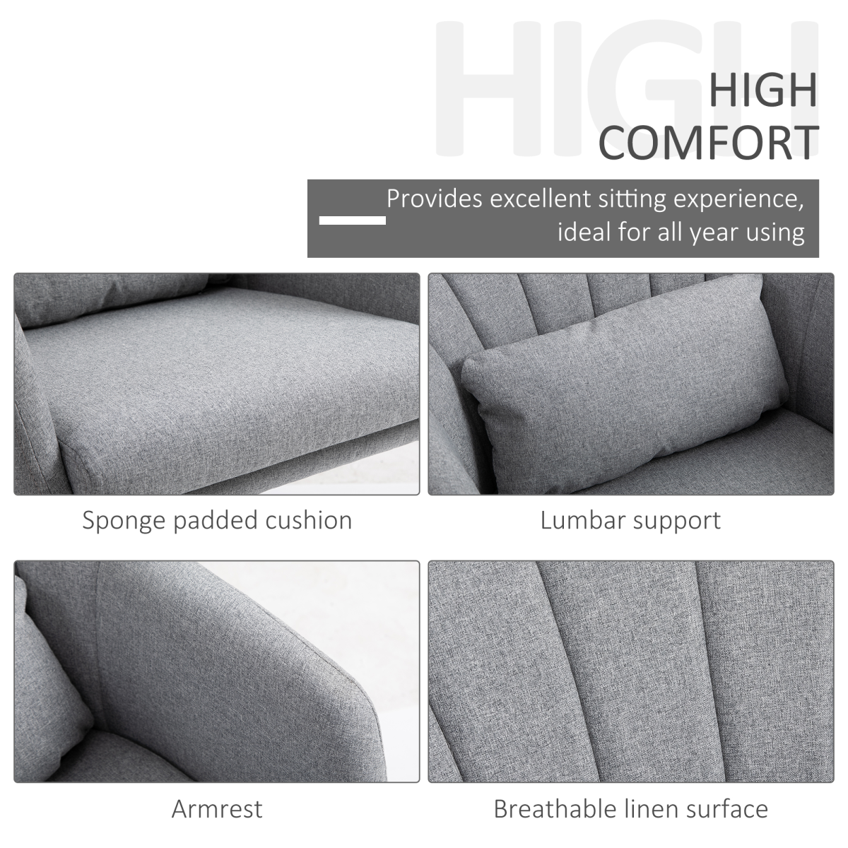Retro Linen Swivel Tub Chair - Steel Frame, Light Grey, 360°