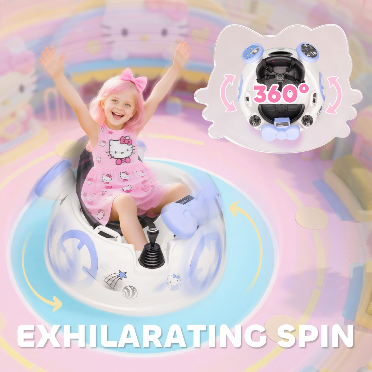 Hello Kitty Ride-On Bumper Car with Remote Control White