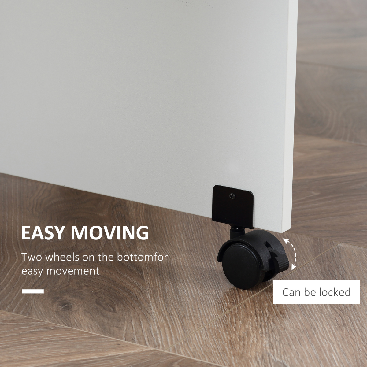 Folding Dining Table with Drop-Leaf, Wheels, Storage Shelves - White