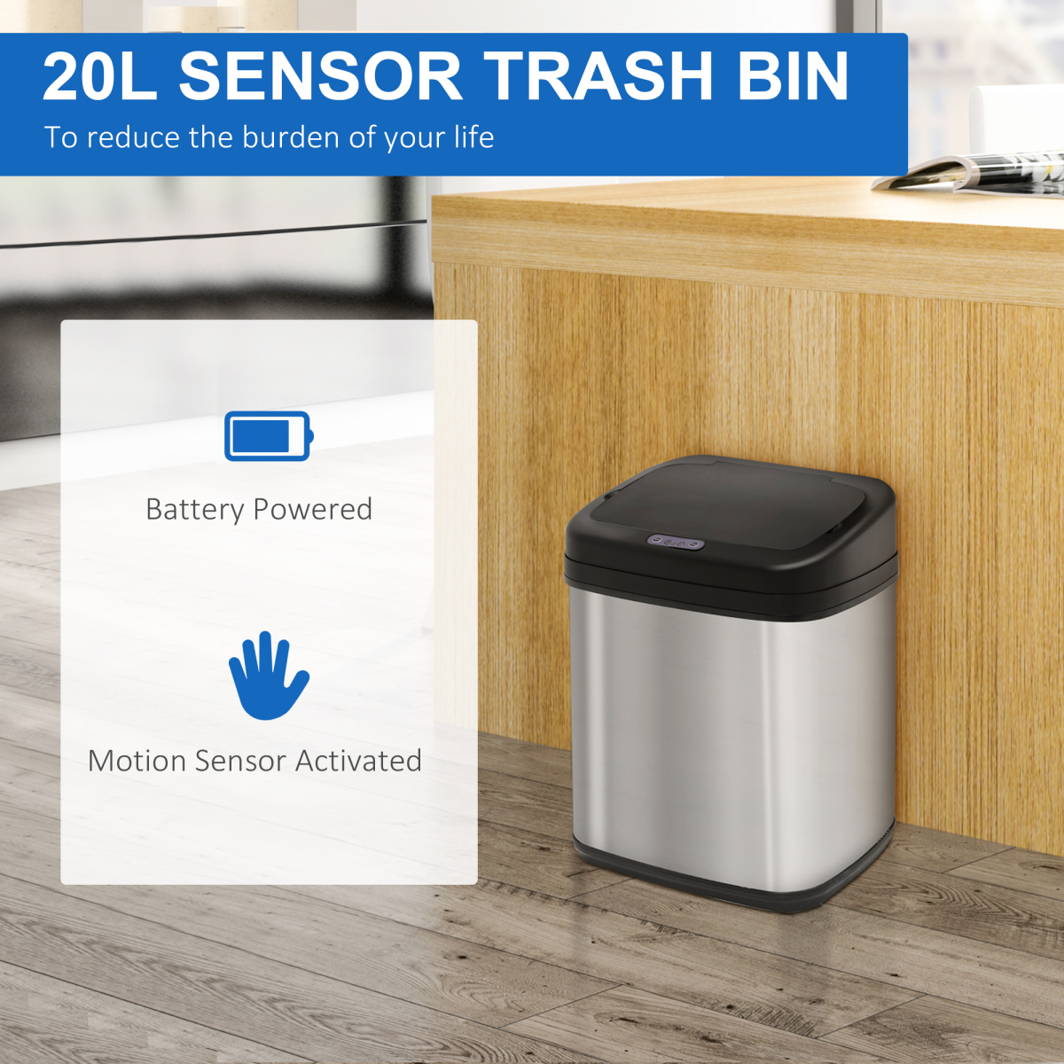 Smart 20L Stainless Steel Sensor Kitchen Bin - Hassle-Free Waste Disposal