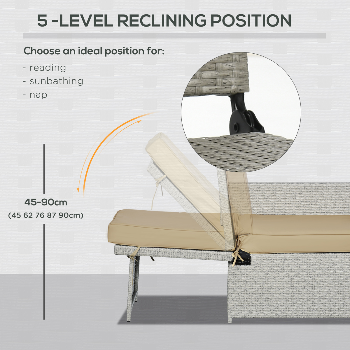 Ultimate 5-Piece Adjustable Rattan Sun Lounger Set with Storage - Beige Bliss