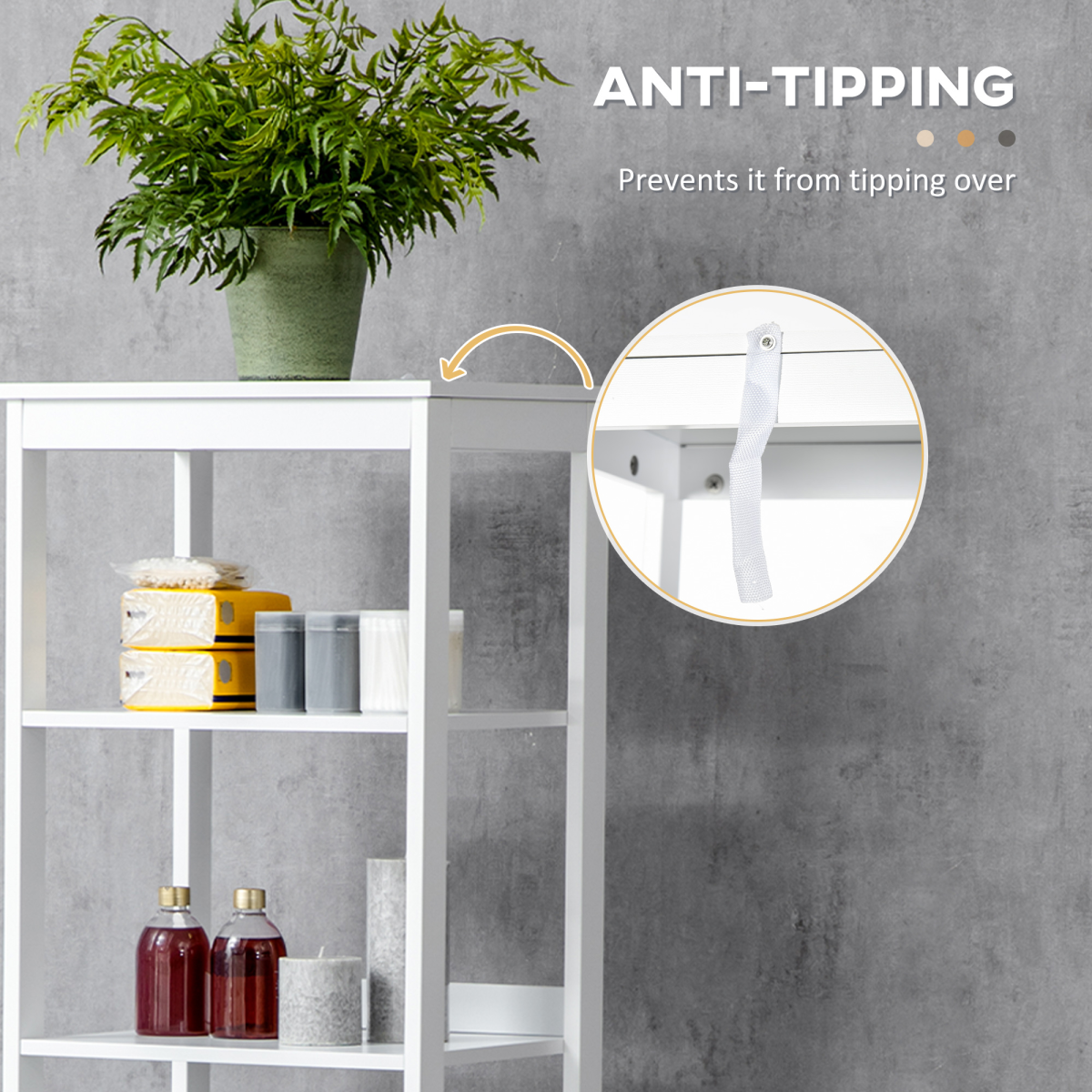 Space-Saving Tall Bathroom Storage Cabinet with Shelves - White